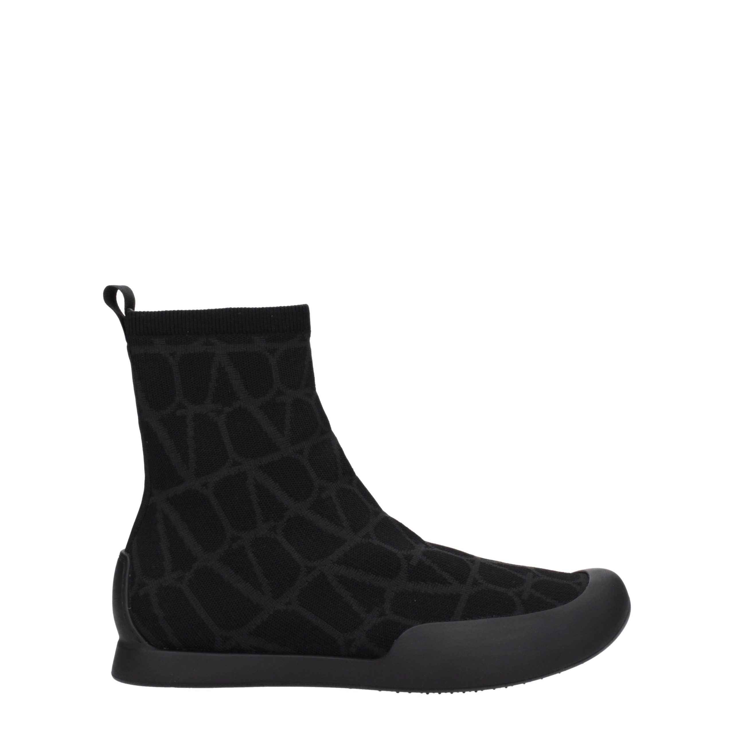 Valentino Garavani Black Fabric High Top Sneakers
