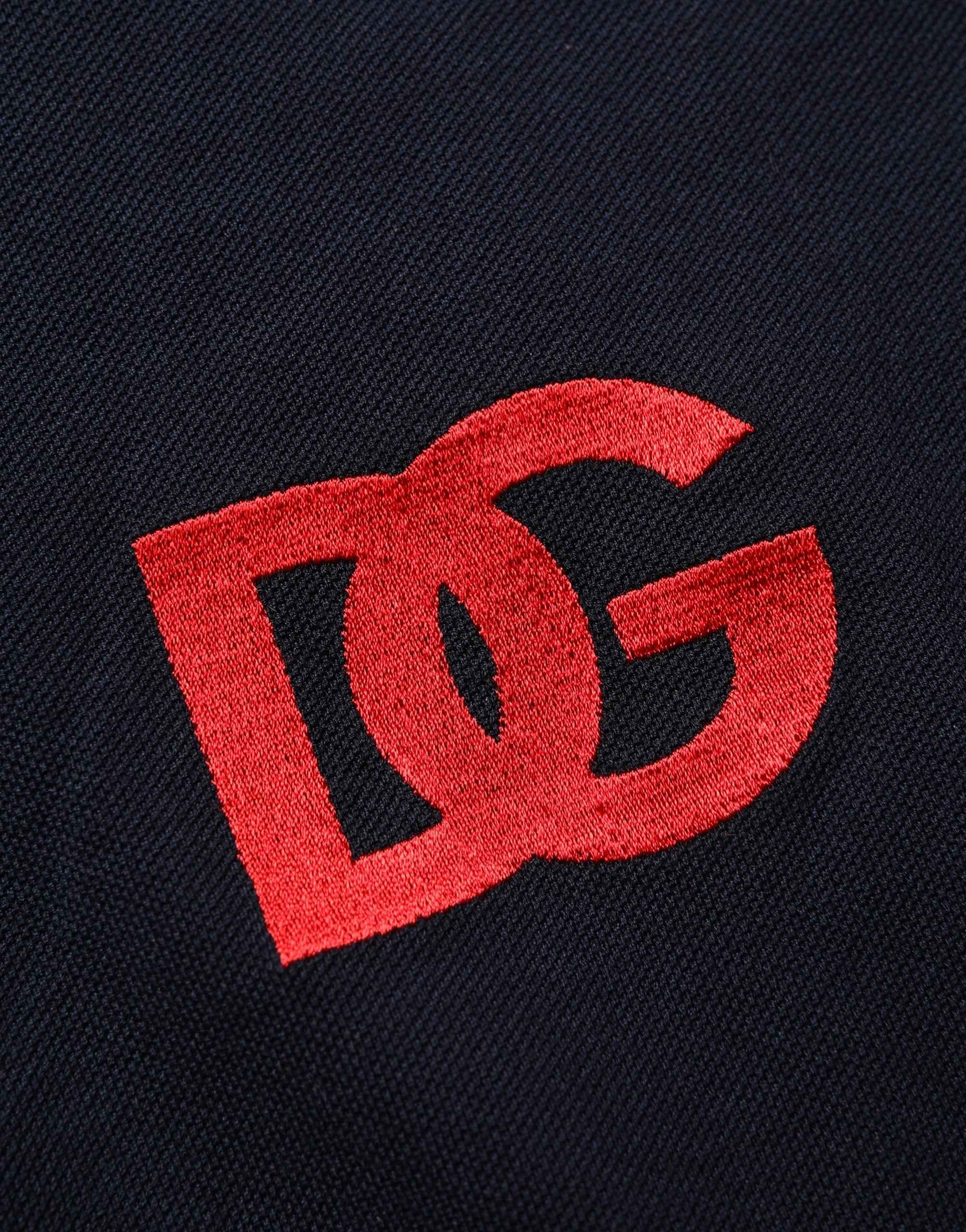 Dolce & Gabbana Black DG Logo Print Short Sleeve Polo T-shirt