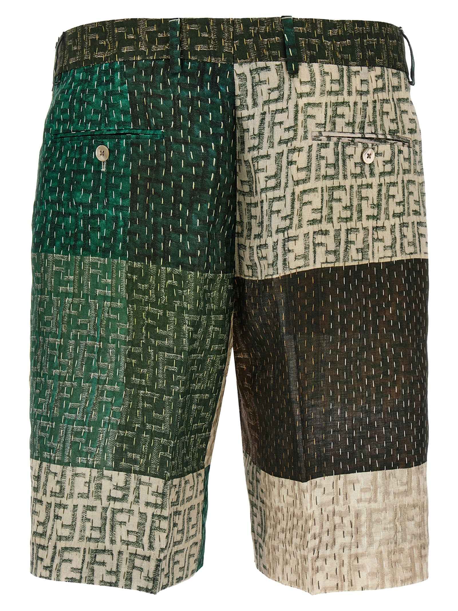 Fendi Multicolor Linen Bermuda Shorts