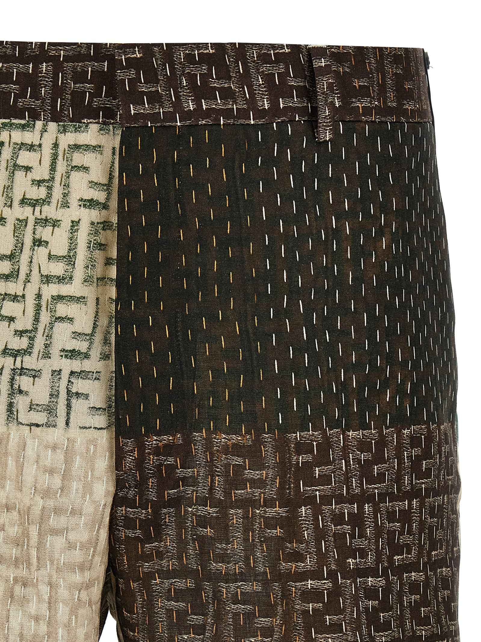 Fendi Multicolor Linen Bermuda Shorts