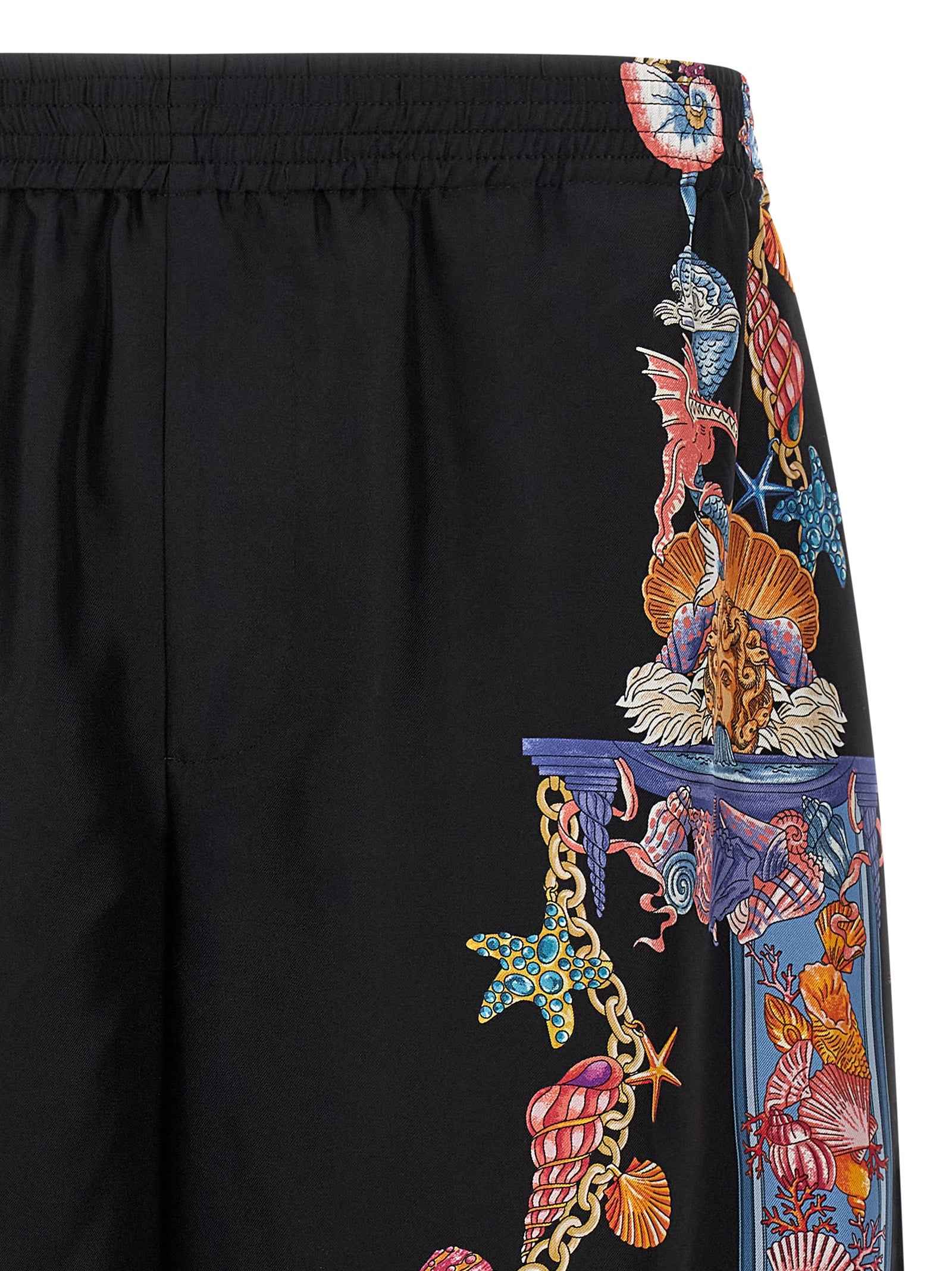 Versace Multicolor Silk Bermuda Shorts