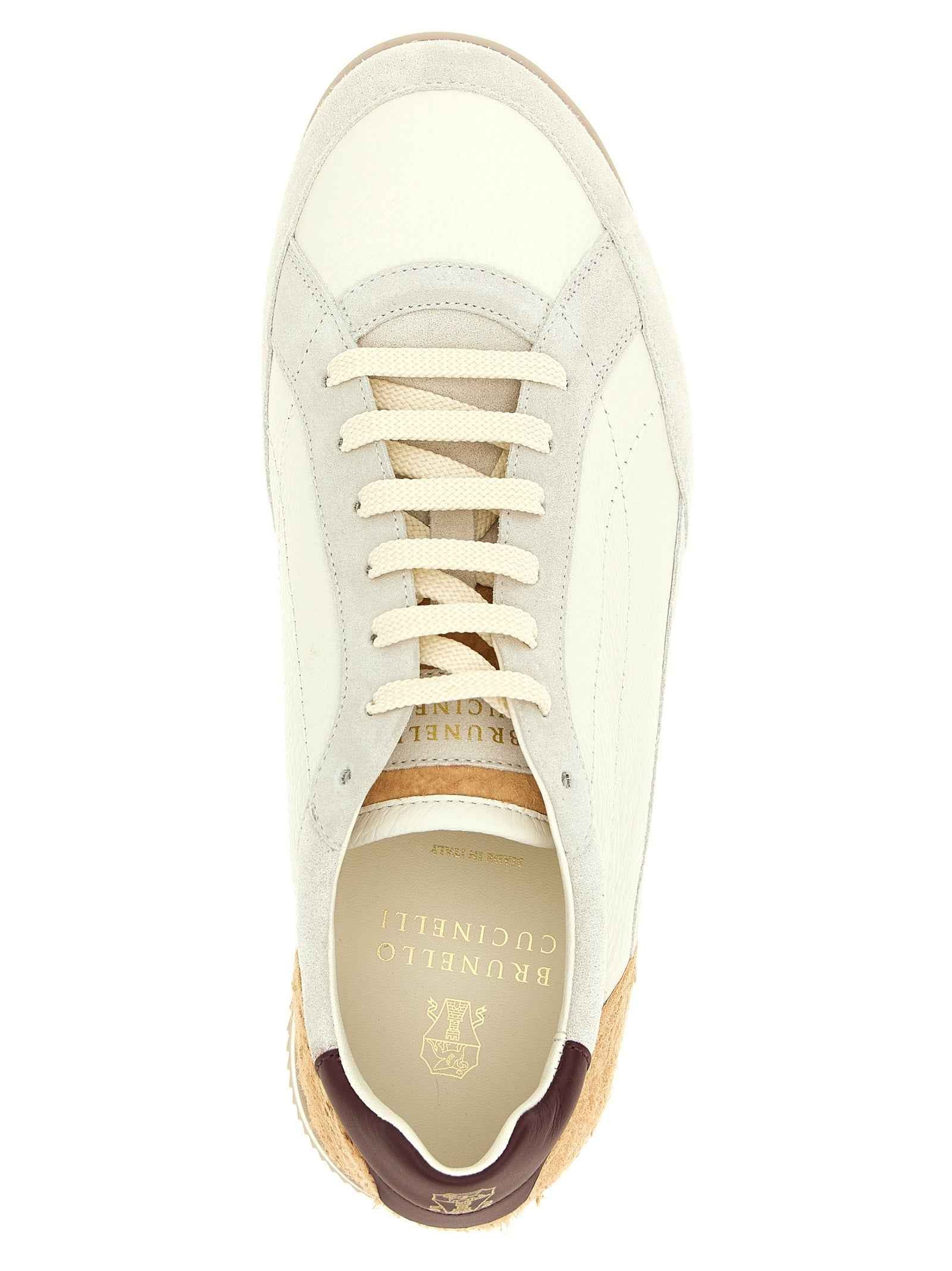 Brunello Cucinelli Beige Nubuc Leather Low Top Sneakers