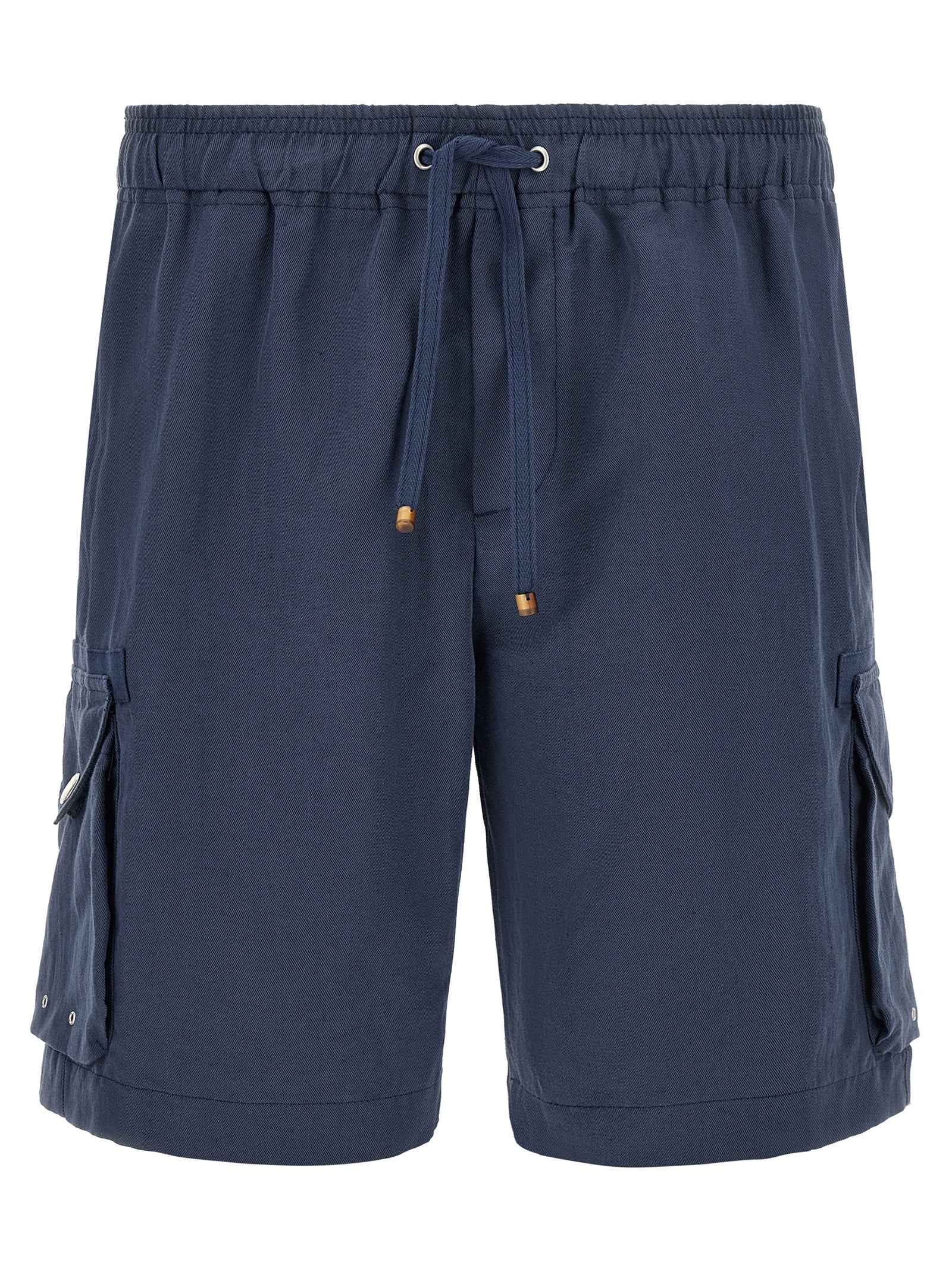 Brunello Cucinelli Blue Linen Bermuda Shorts