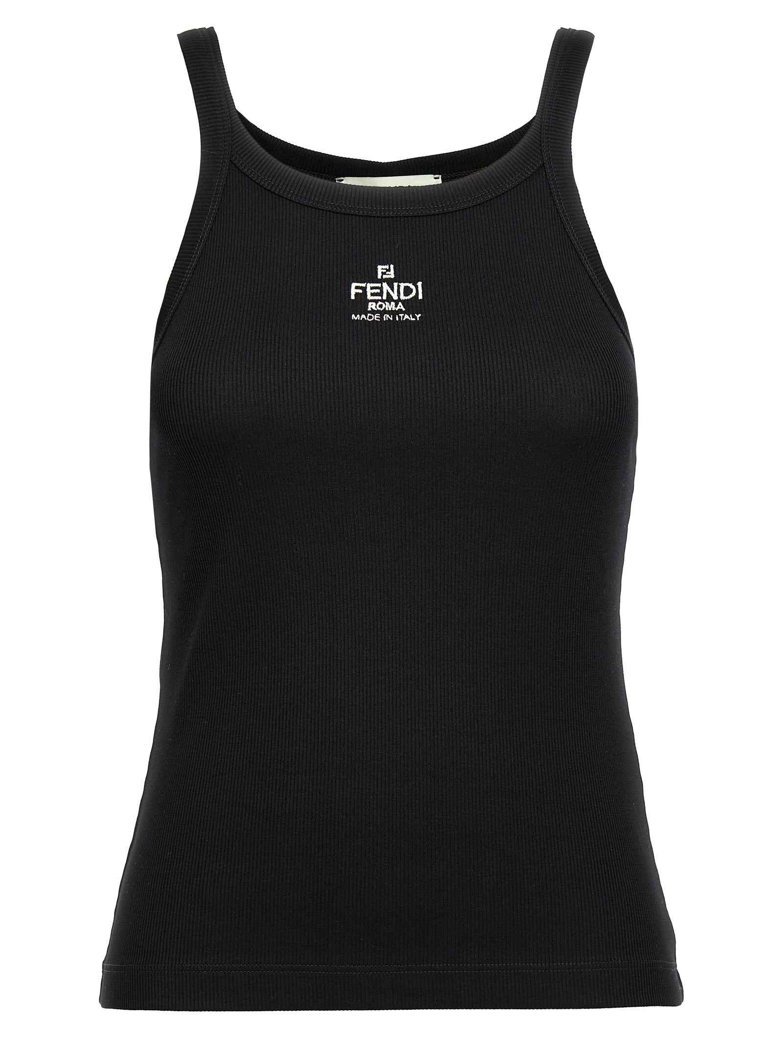 Fendi Black Cotton Sleeveles T-Shirt