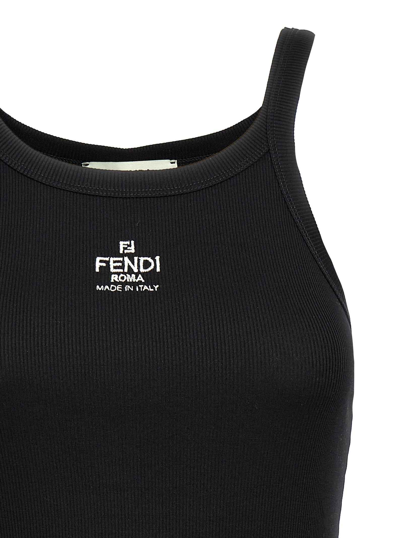Fendi Black Cotton Sleeveles T-Shirt