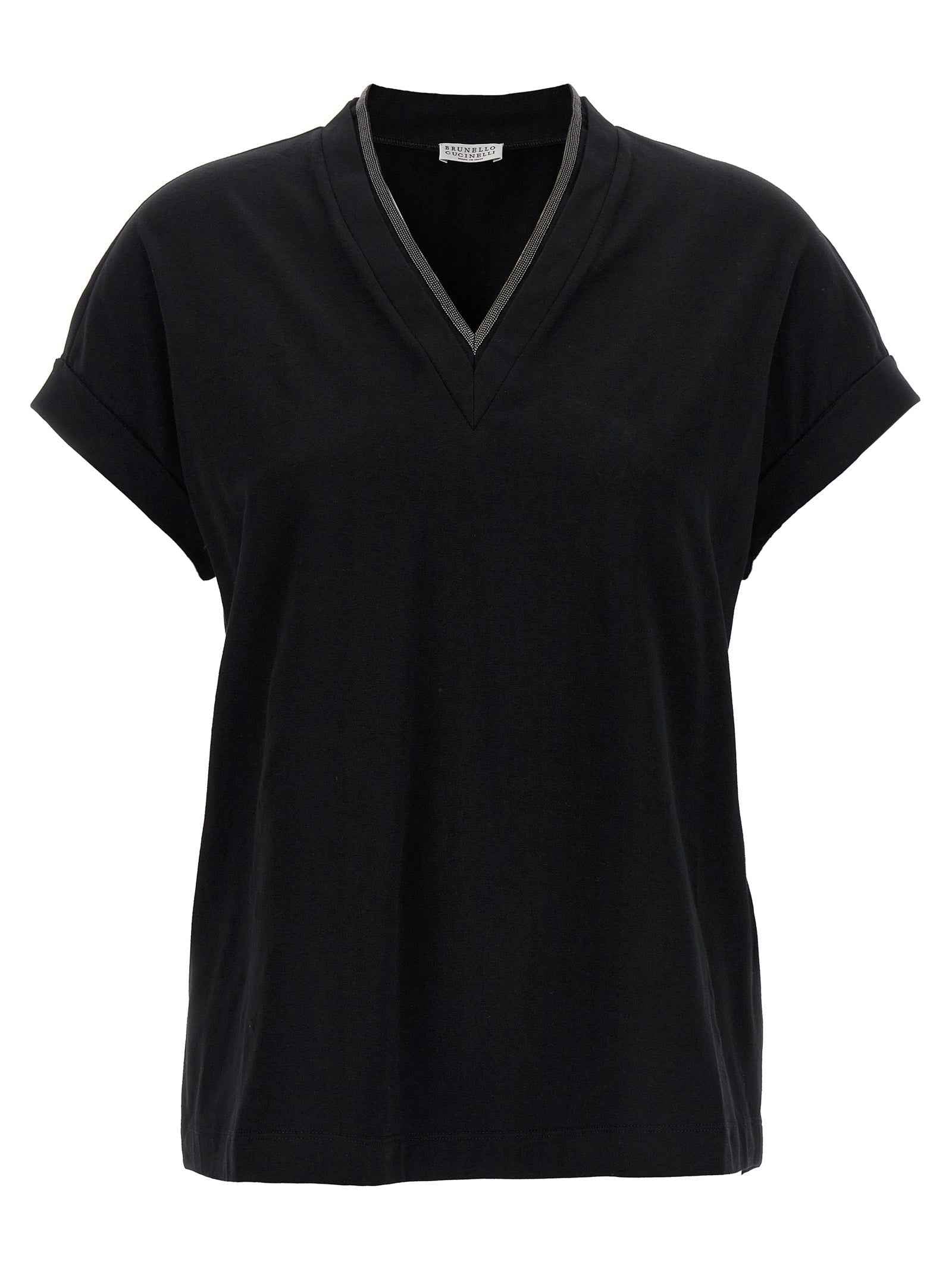 Brunello Cucinelli Black Cotton T-Shirt