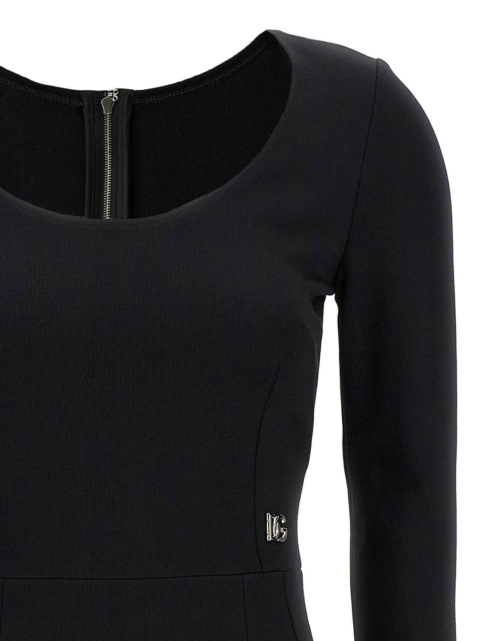 Dolce & Gabbana Black Viscose Midi Dress