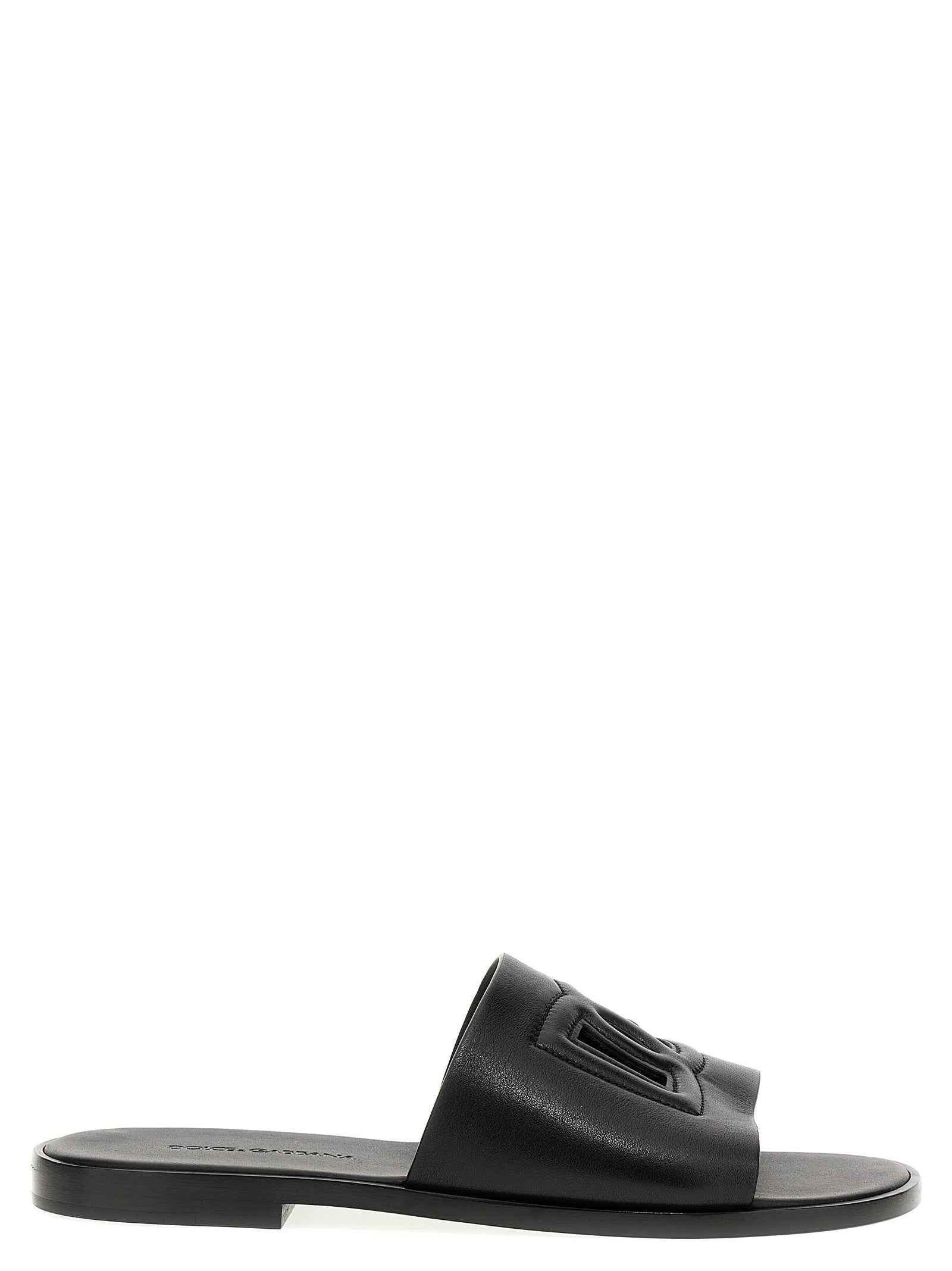Dolce & Gabbana Black Leather Slides