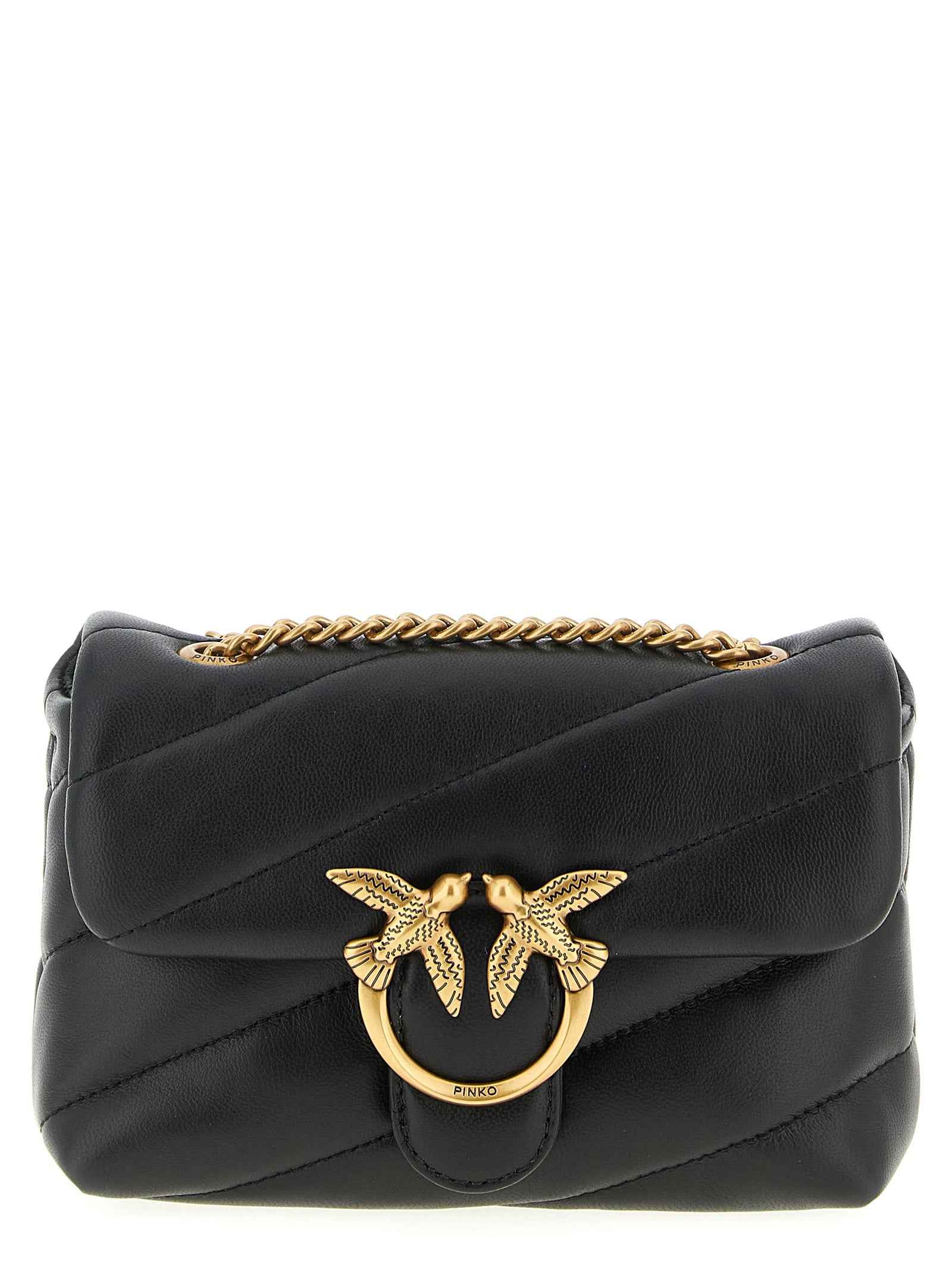 PINKO Black Lamb Leather Crossbody Bag