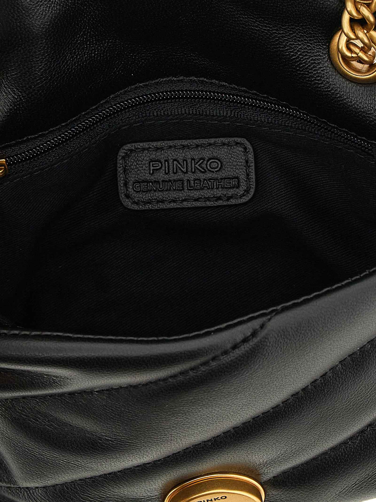 PINKO Black Lamb Leather Crossbody Bag