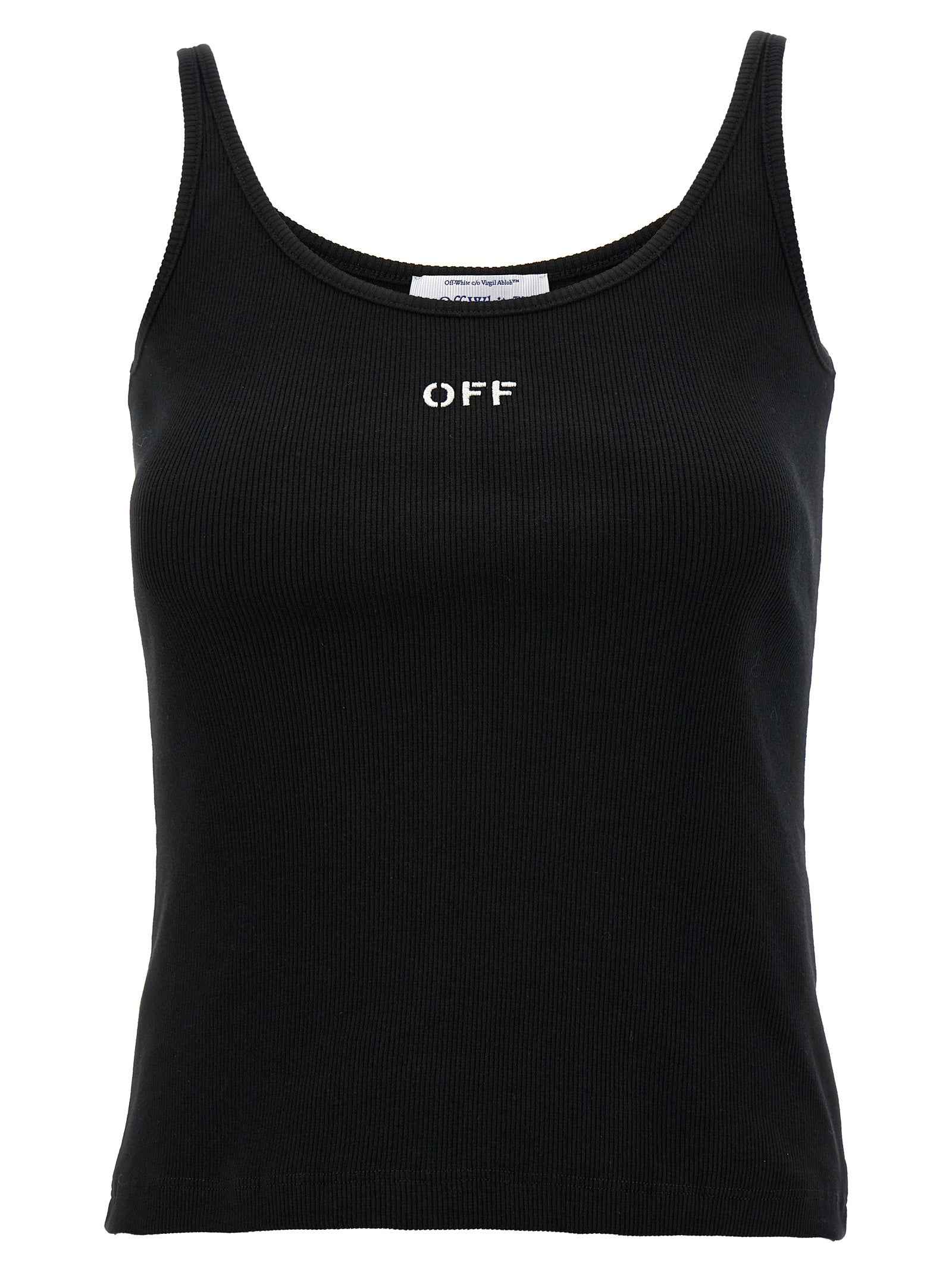 Off-White Black Cotton Sleeveles T-Shirt