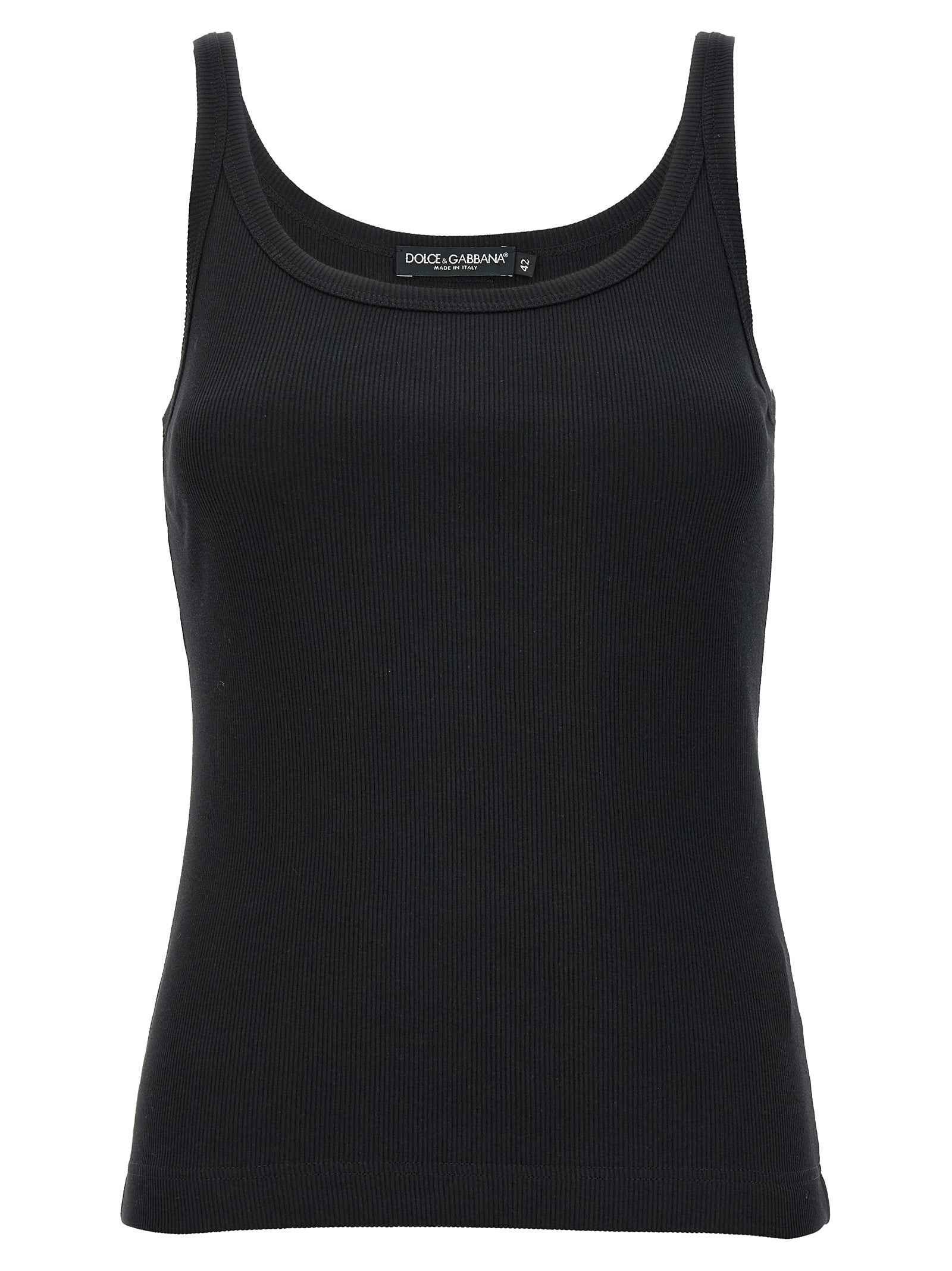 Dolce & Gabbana Black Cotton Tank Tops