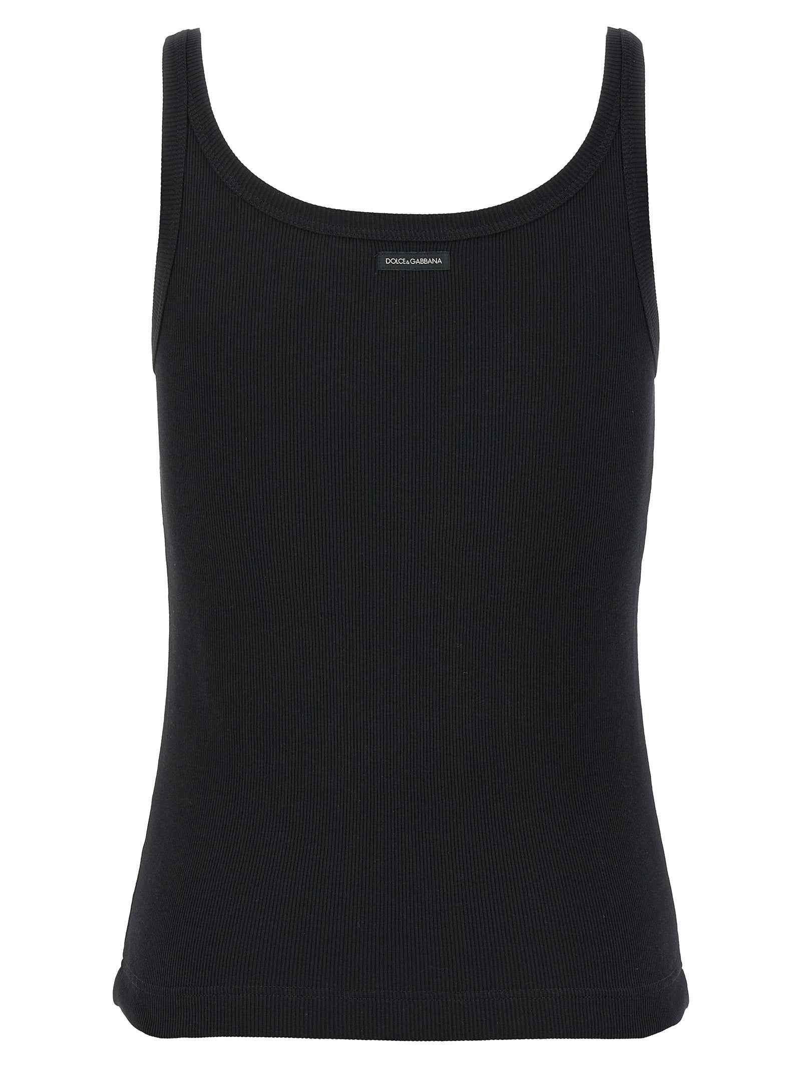 Dolce & Gabbana Black Cotton Tank Tops
