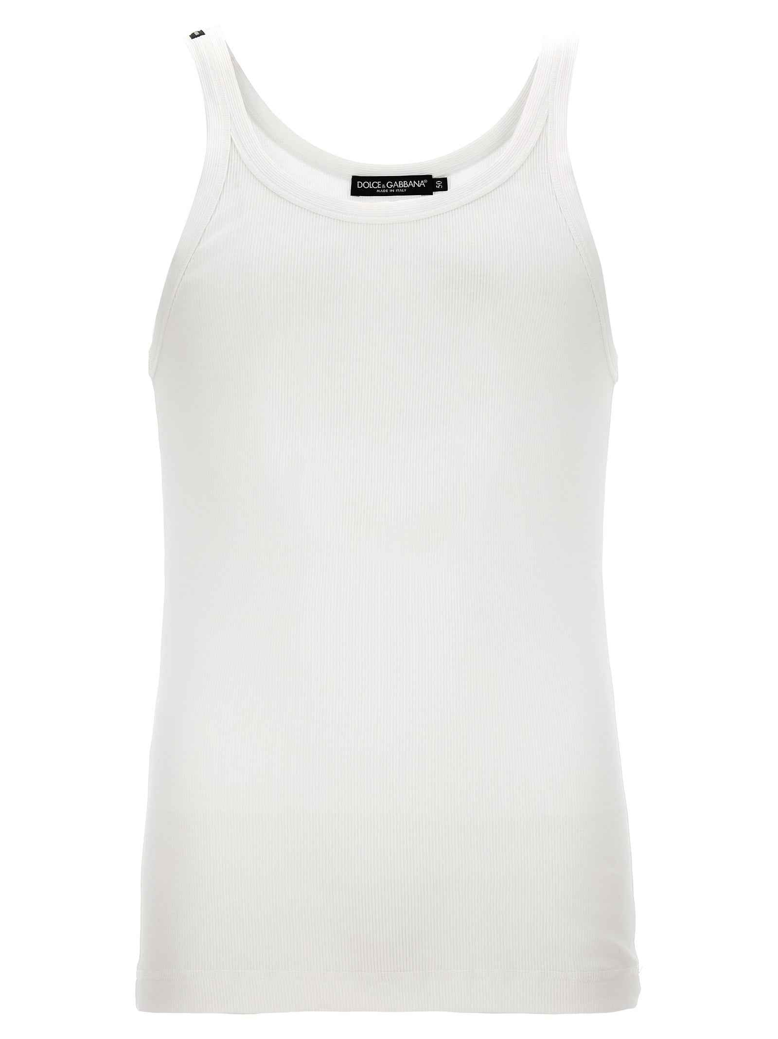 Dolce & Gabbana White Cotton Tank Tops