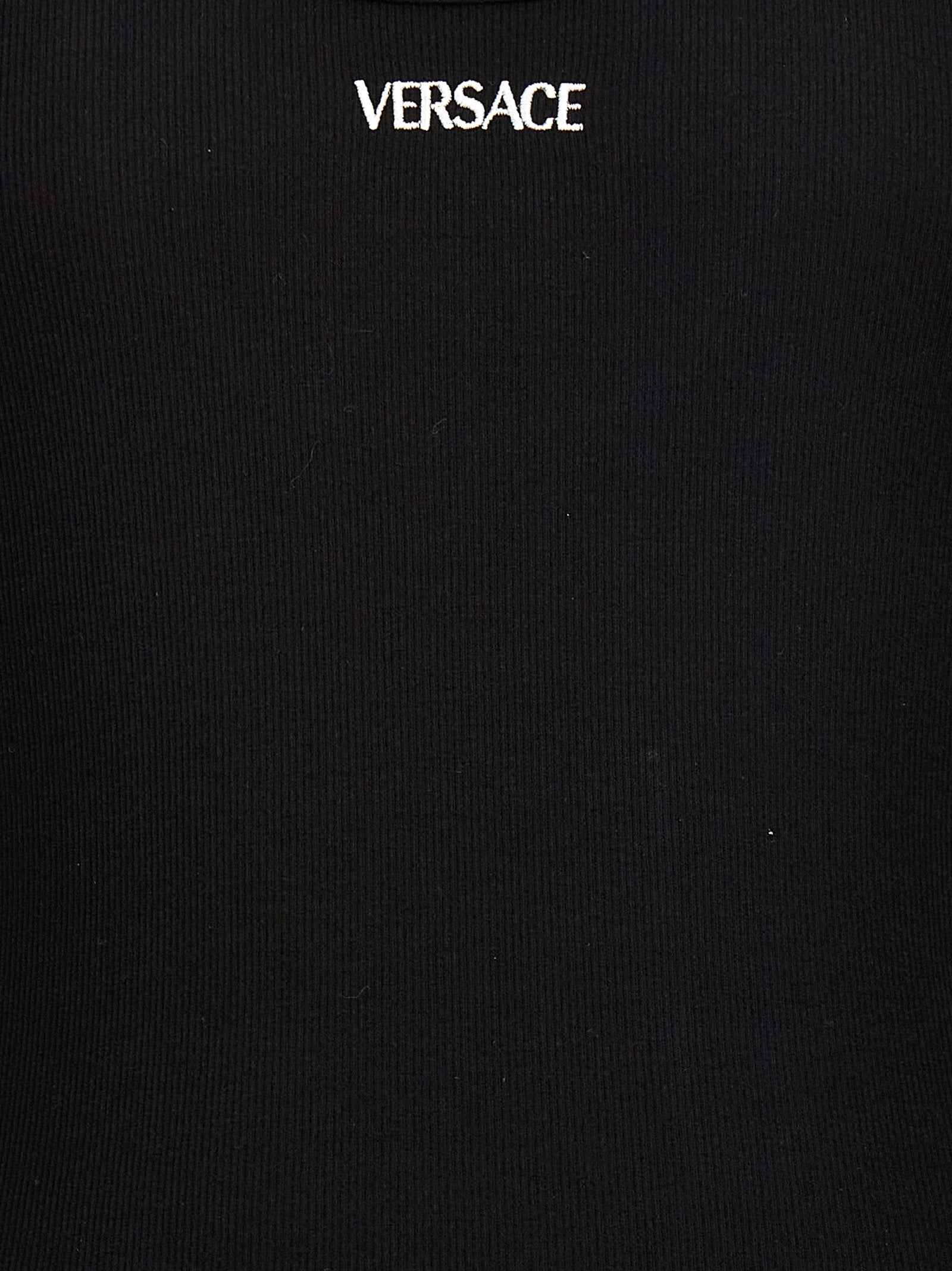 Versace Black Cotton Sleeveles T-Shirt