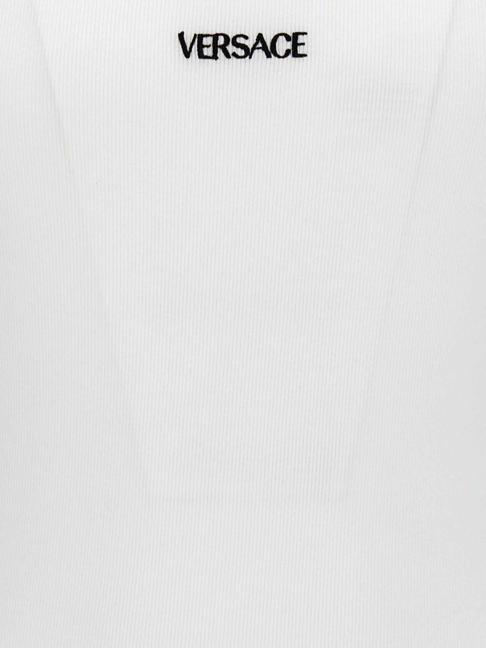 Versace White Cotton Sleeveles T-Shirt