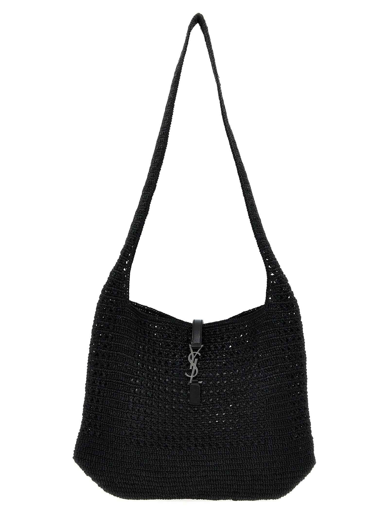 Saint Laurent Black Raffia Tote Bag