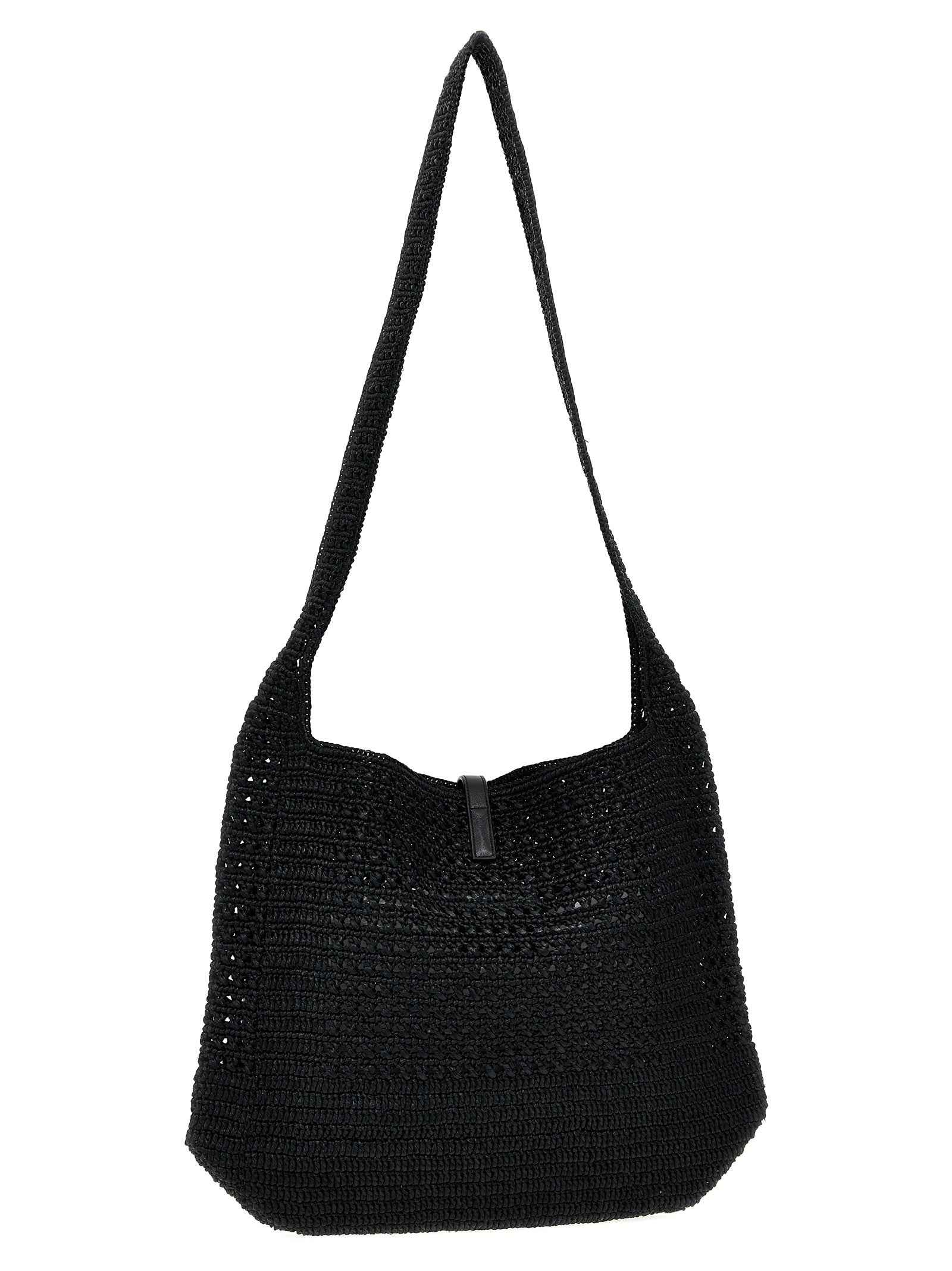 Saint Laurent Black Raffia Tote Bag