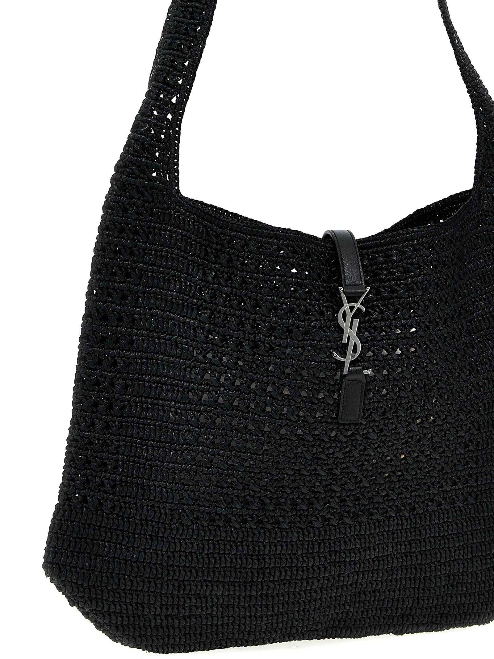 Saint Laurent Black Raffia Tote Bag