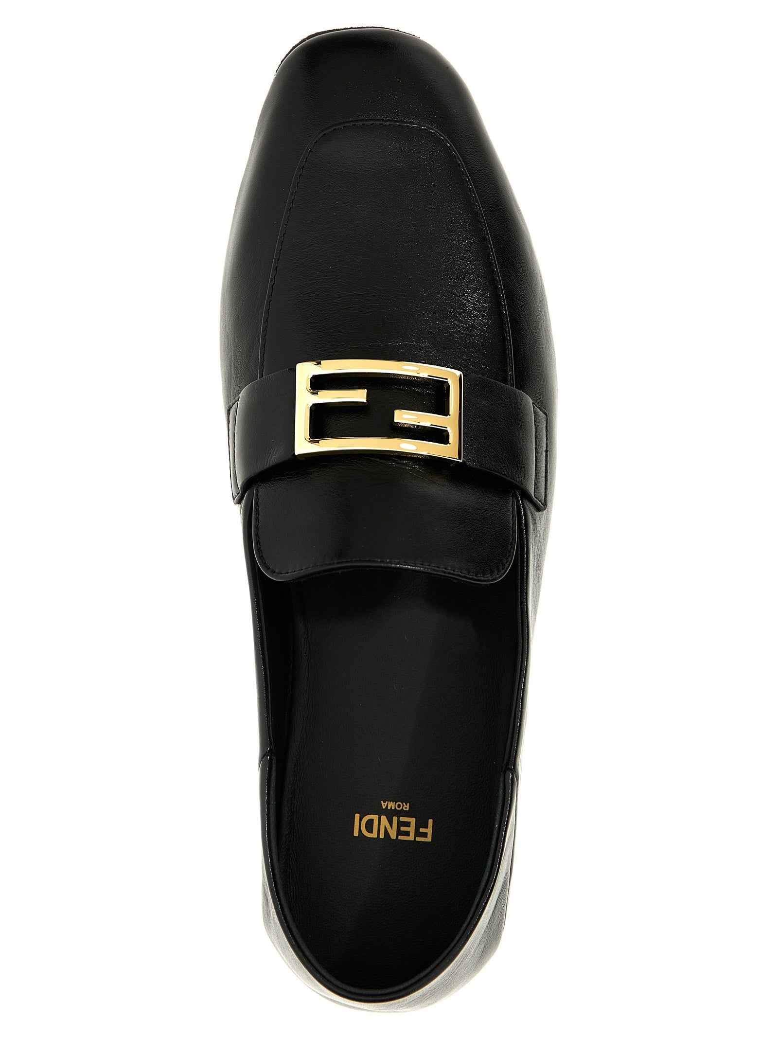 Fendi Black Lamb Leather Slip-On Loafers