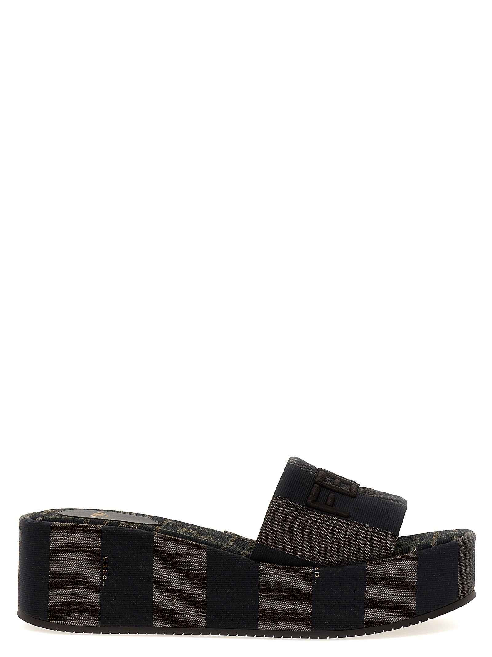 Fendi Brown Cotton Slides