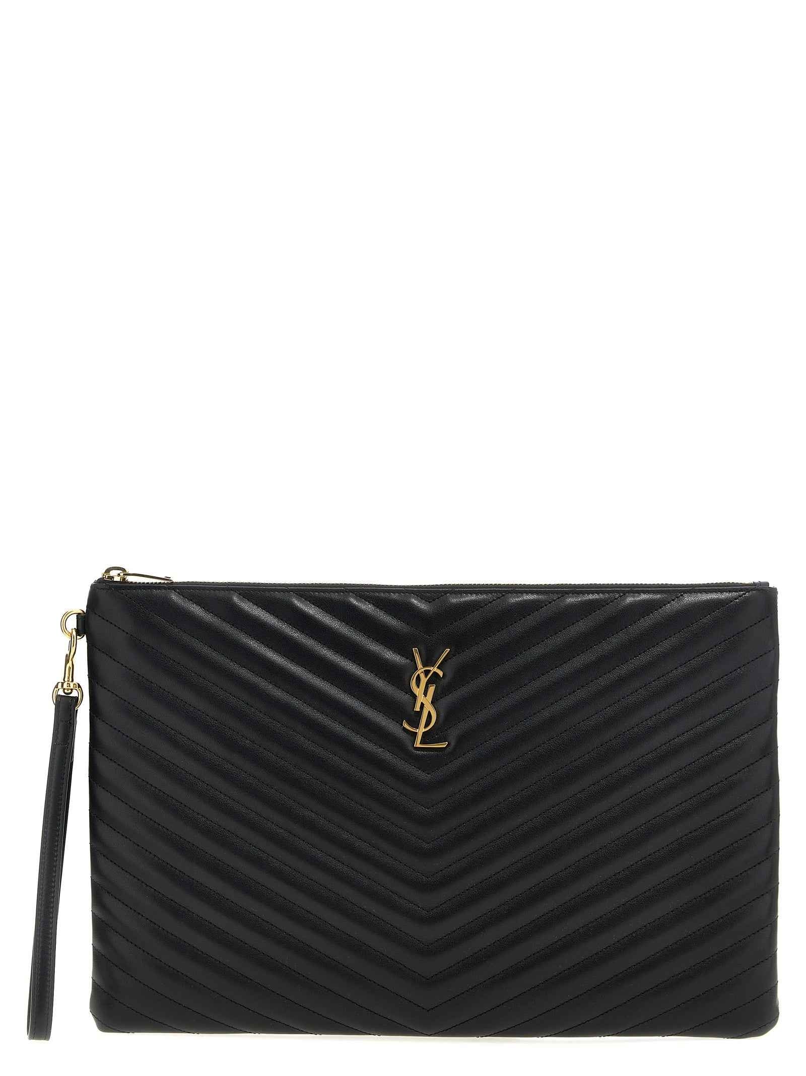 Saint Laurent Black Calfskin Clutch Bag