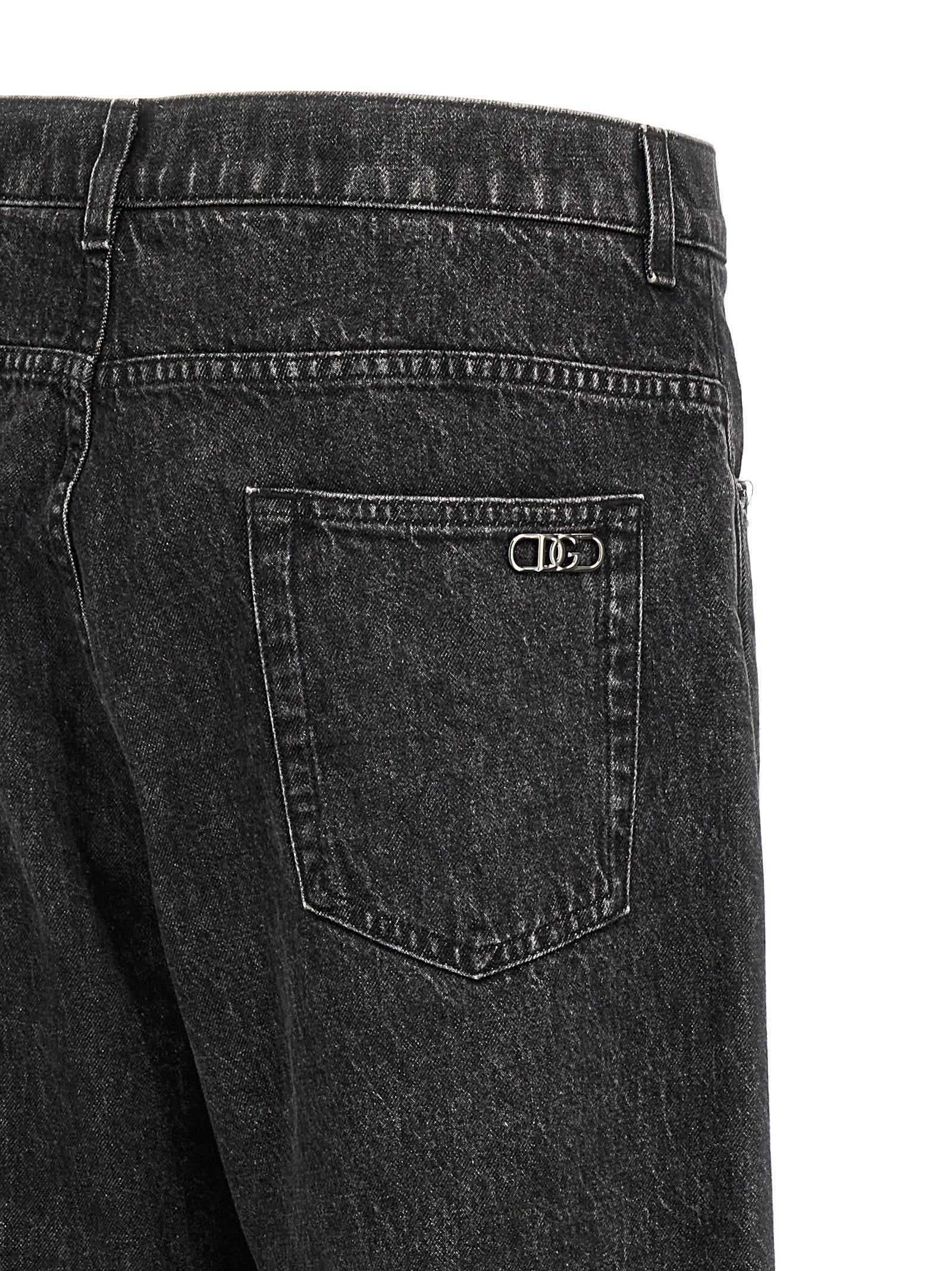 Dolce & Gabbana Black Cotton Relaxed Fit Jeans