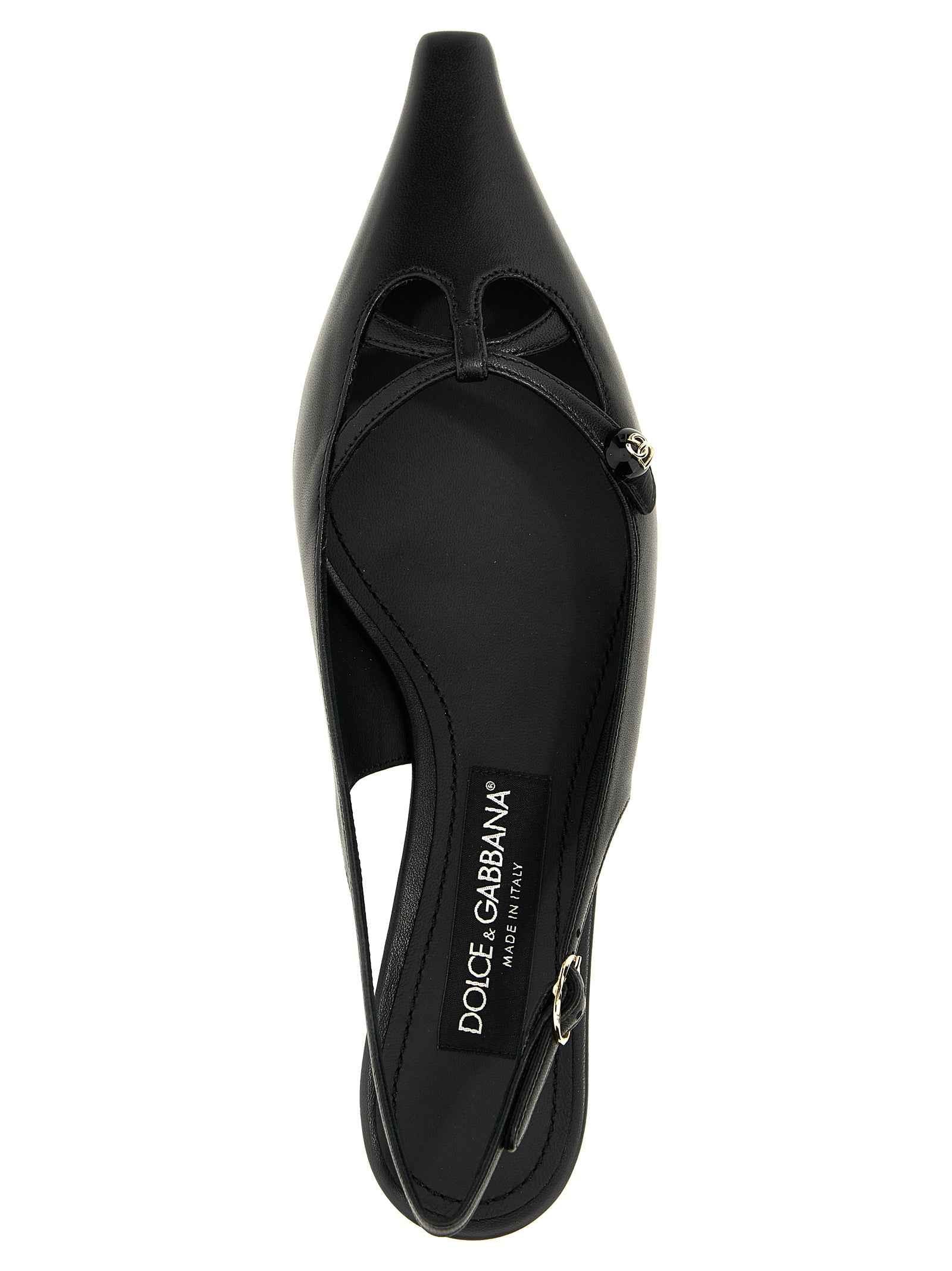 Dolce & Gabbana Black Lamb Leather Mid Heel Pumps
