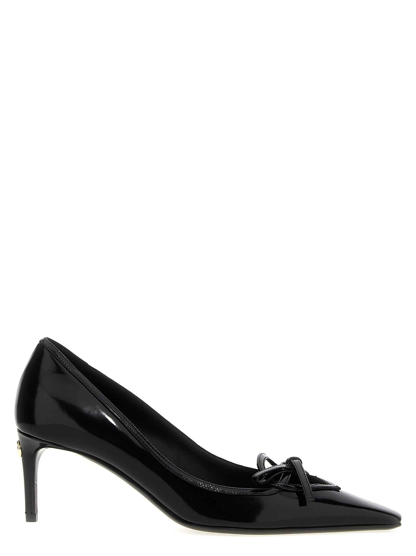 Dolce & Gabbana Black Calfskin Mid Heel Pumps