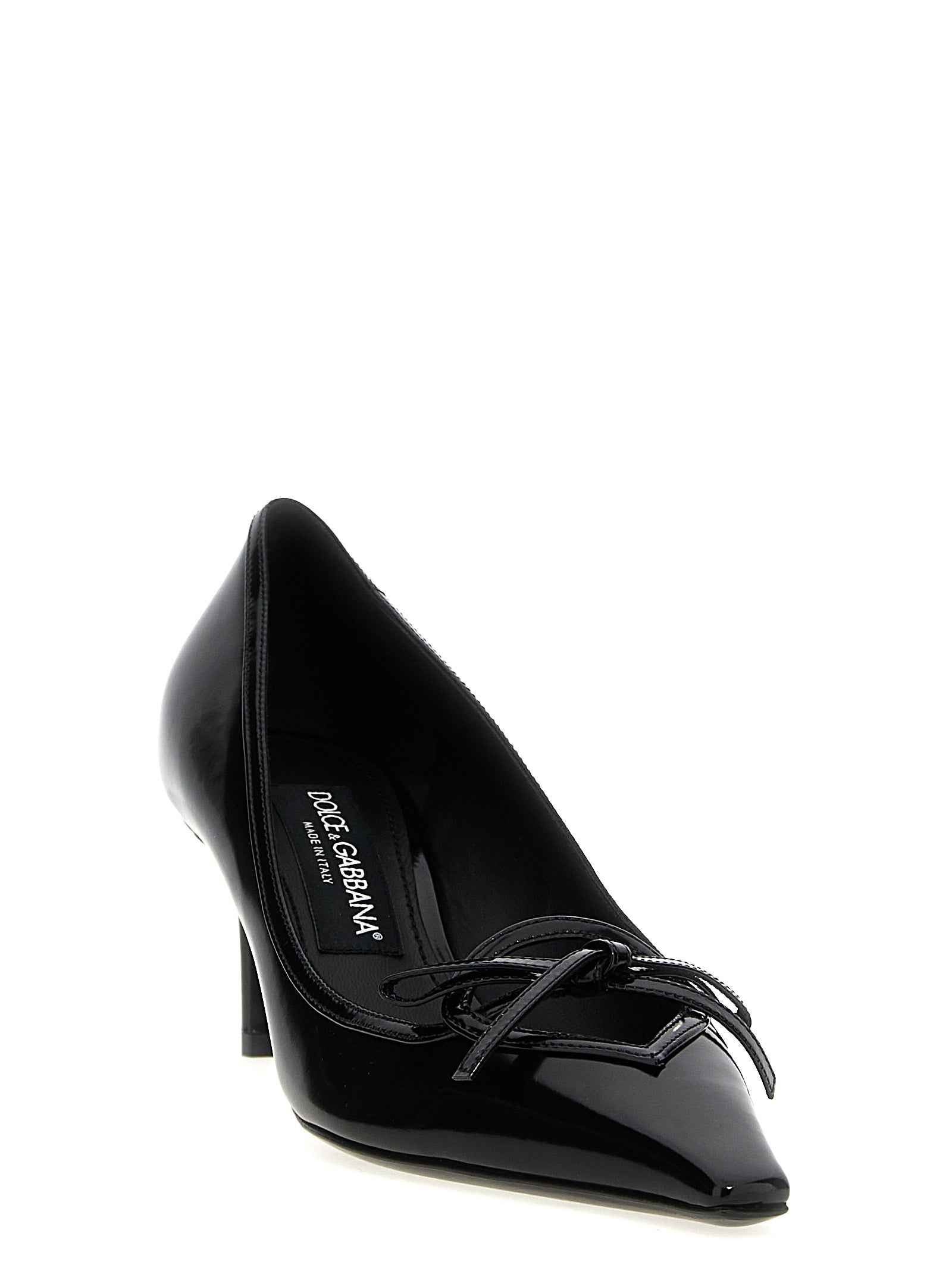 Dolce & Gabbana Black Calfskin Mid Heel Pumps