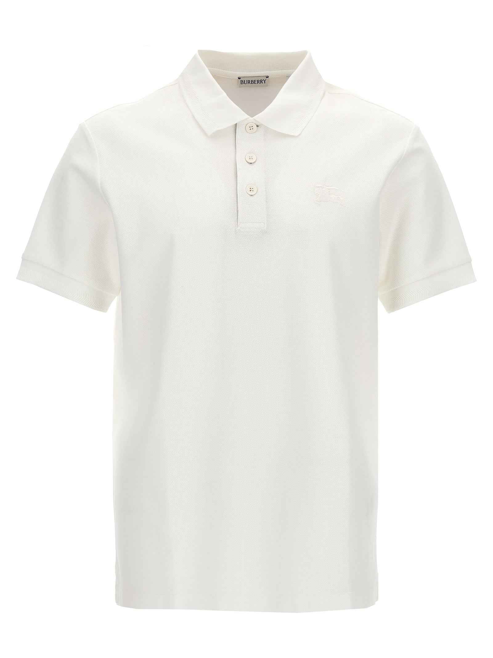 Burberry White Cotton Polo Shirt