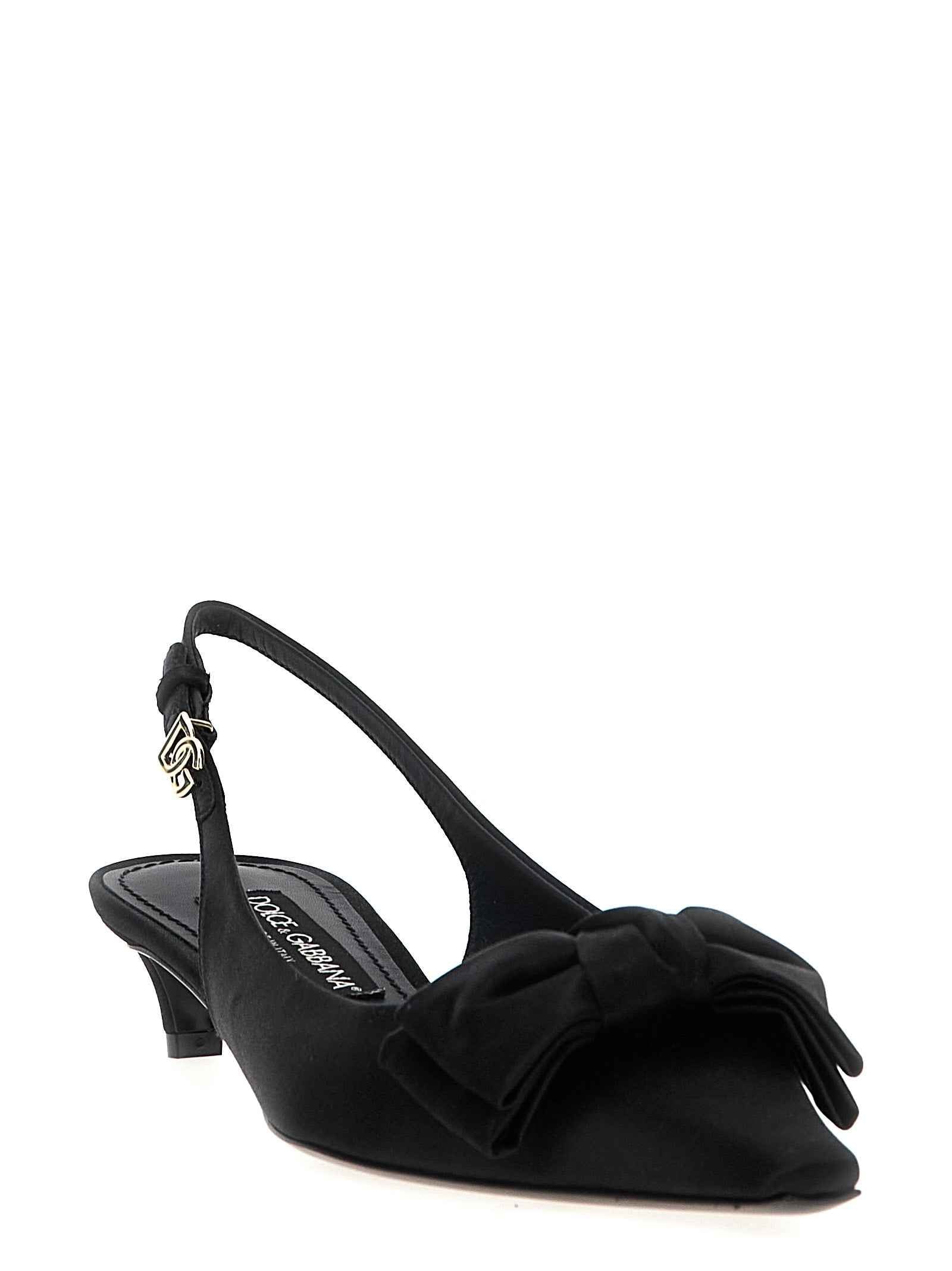 Dolce & Gabbana Black Viscose Mid Heel Pumps