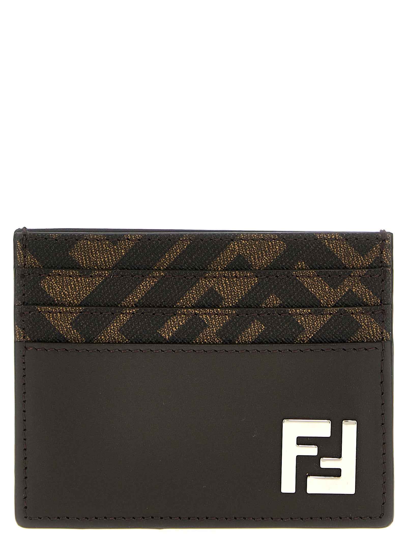 Fendi Brown Calf Leather Bos Taurus Cardholder
