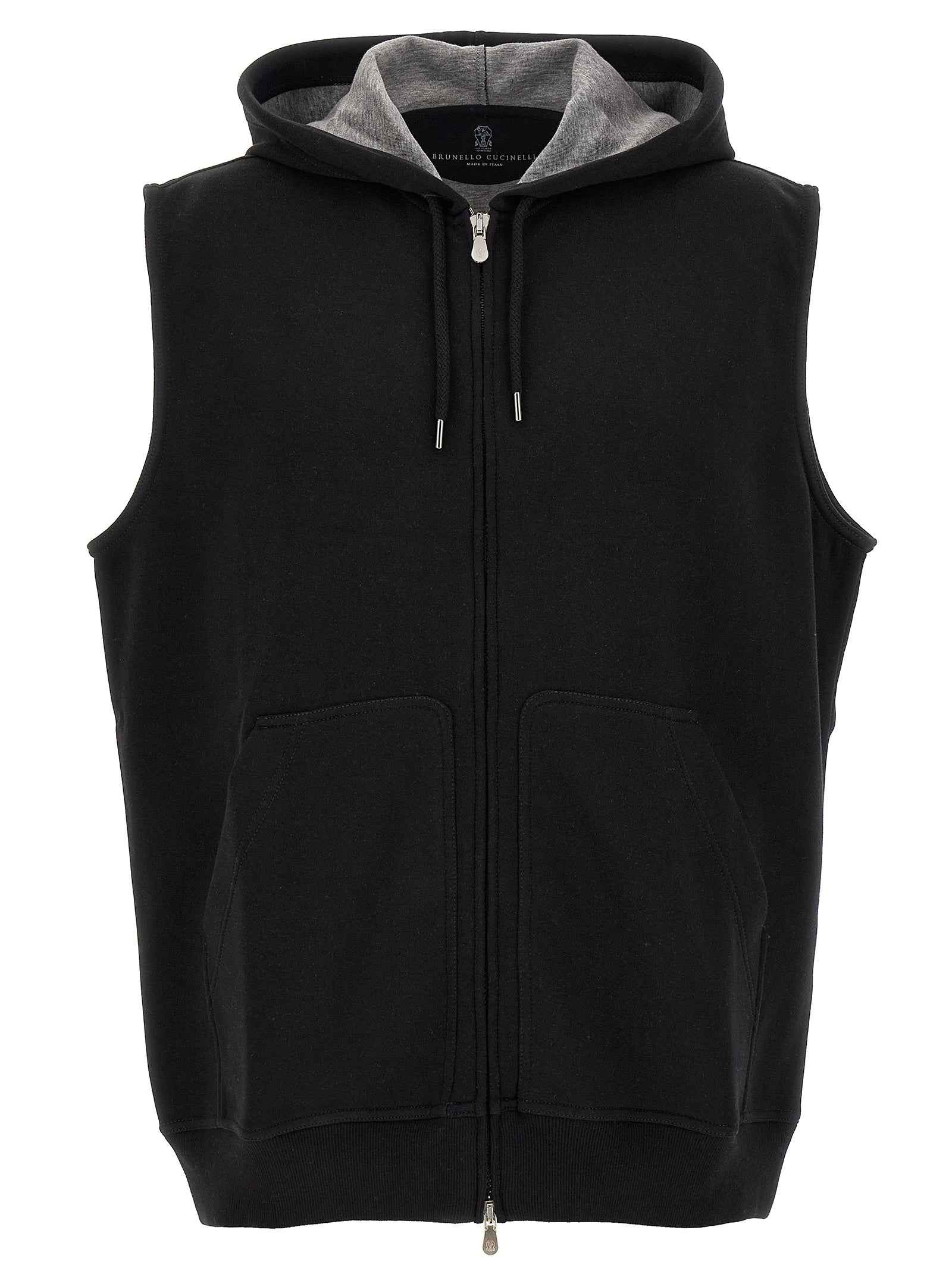 Brunello Cucinelli Black Cotton Sleeveless Jacket