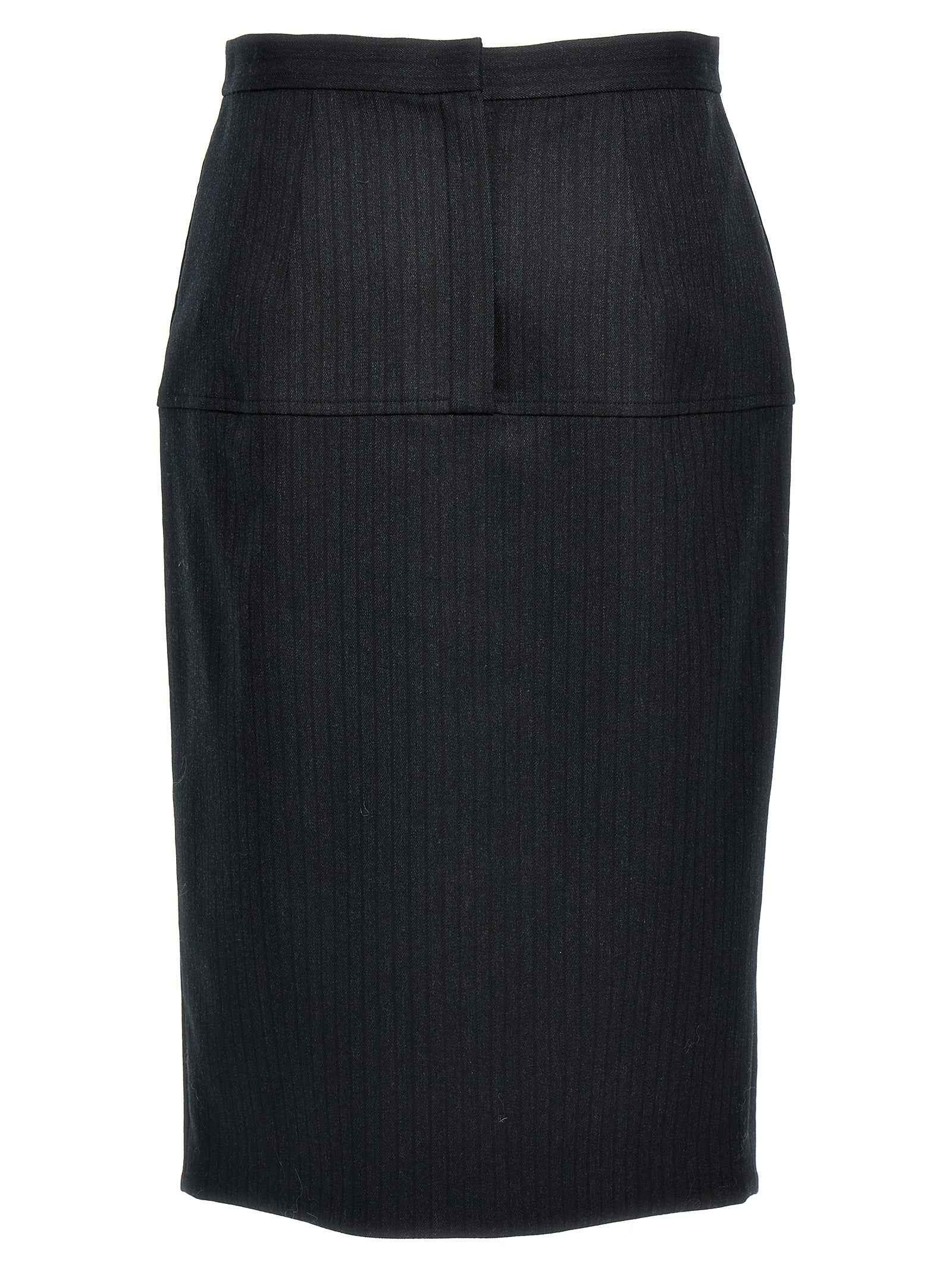 Fendi Gray Virgin Wool Midi Skirt