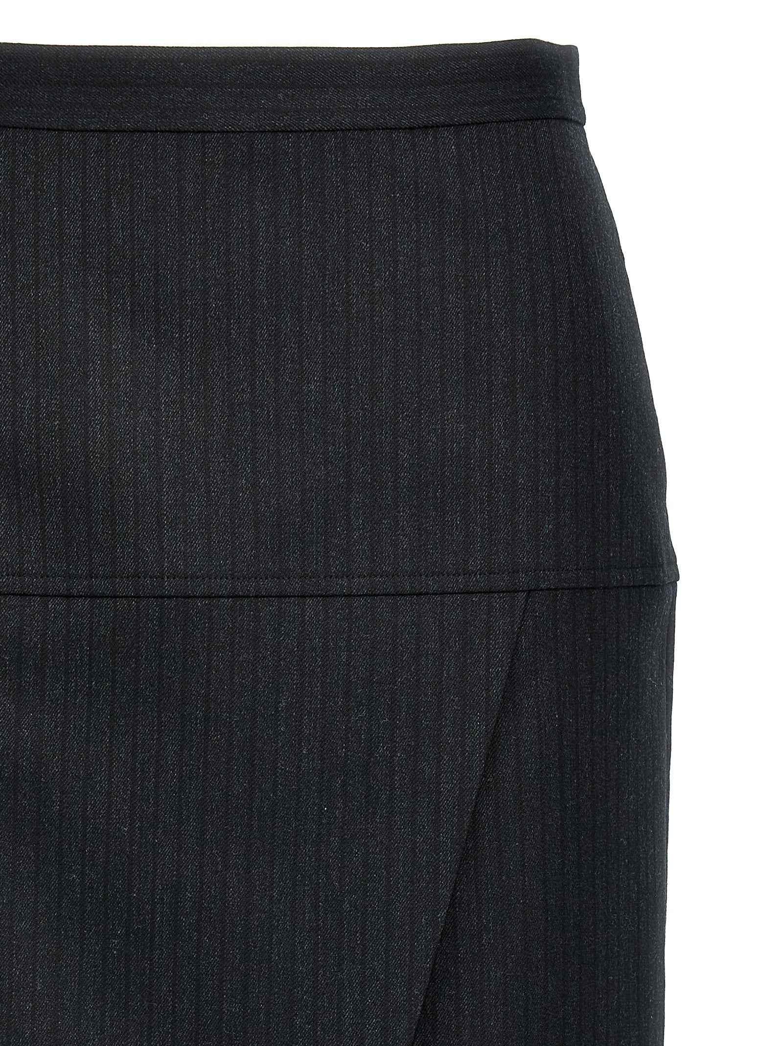 Fendi Gray Virgin Wool Midi Skirt