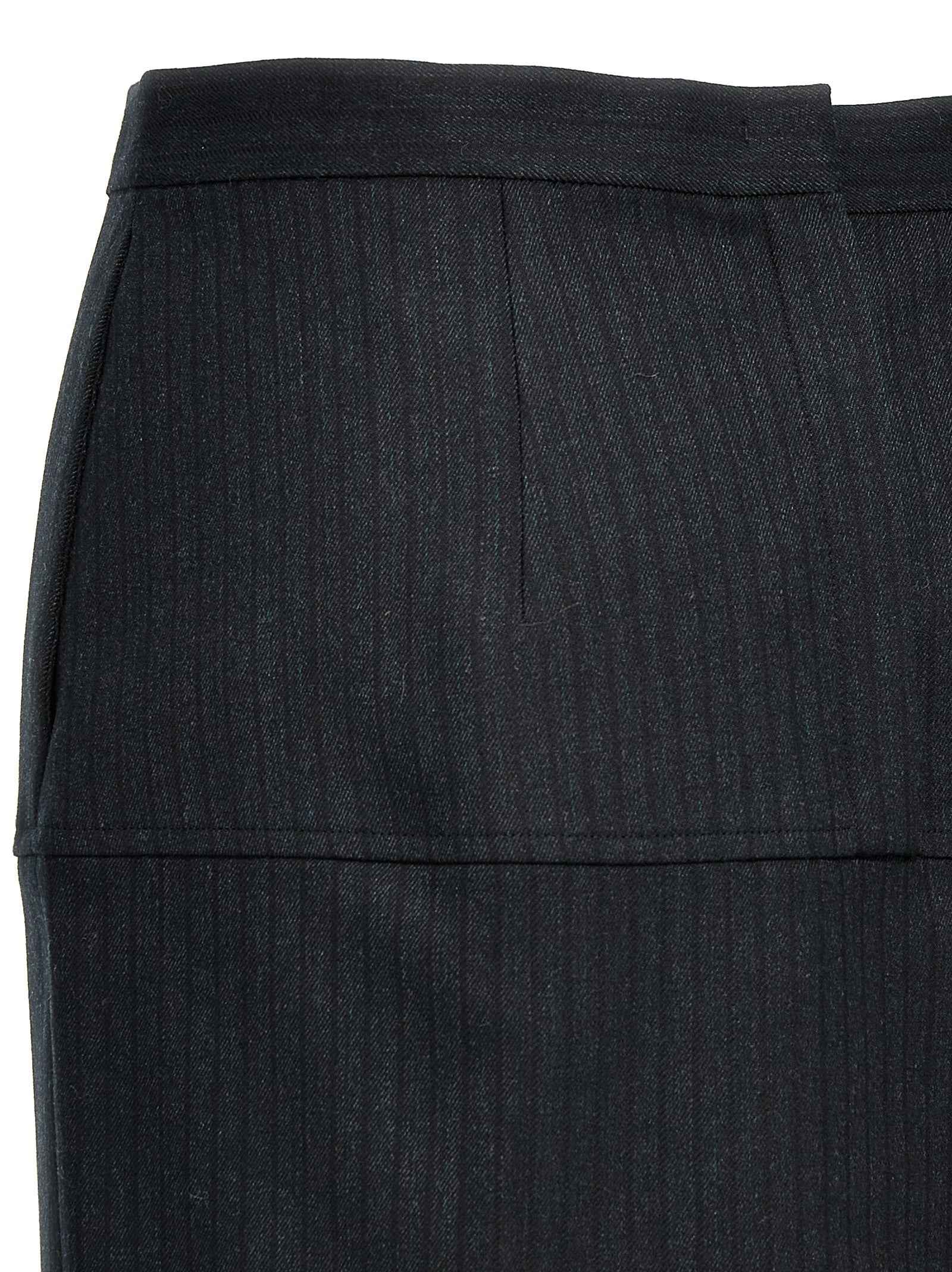 Fendi Gray Virgin Wool Midi Skirt