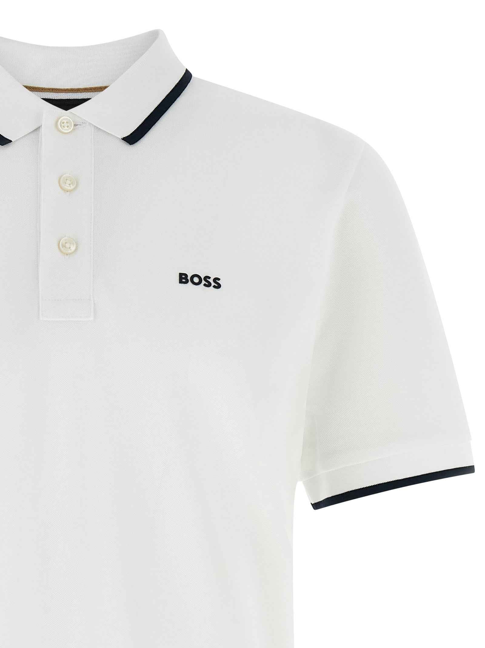 Hugo Boss White Cotton Polo Shirt