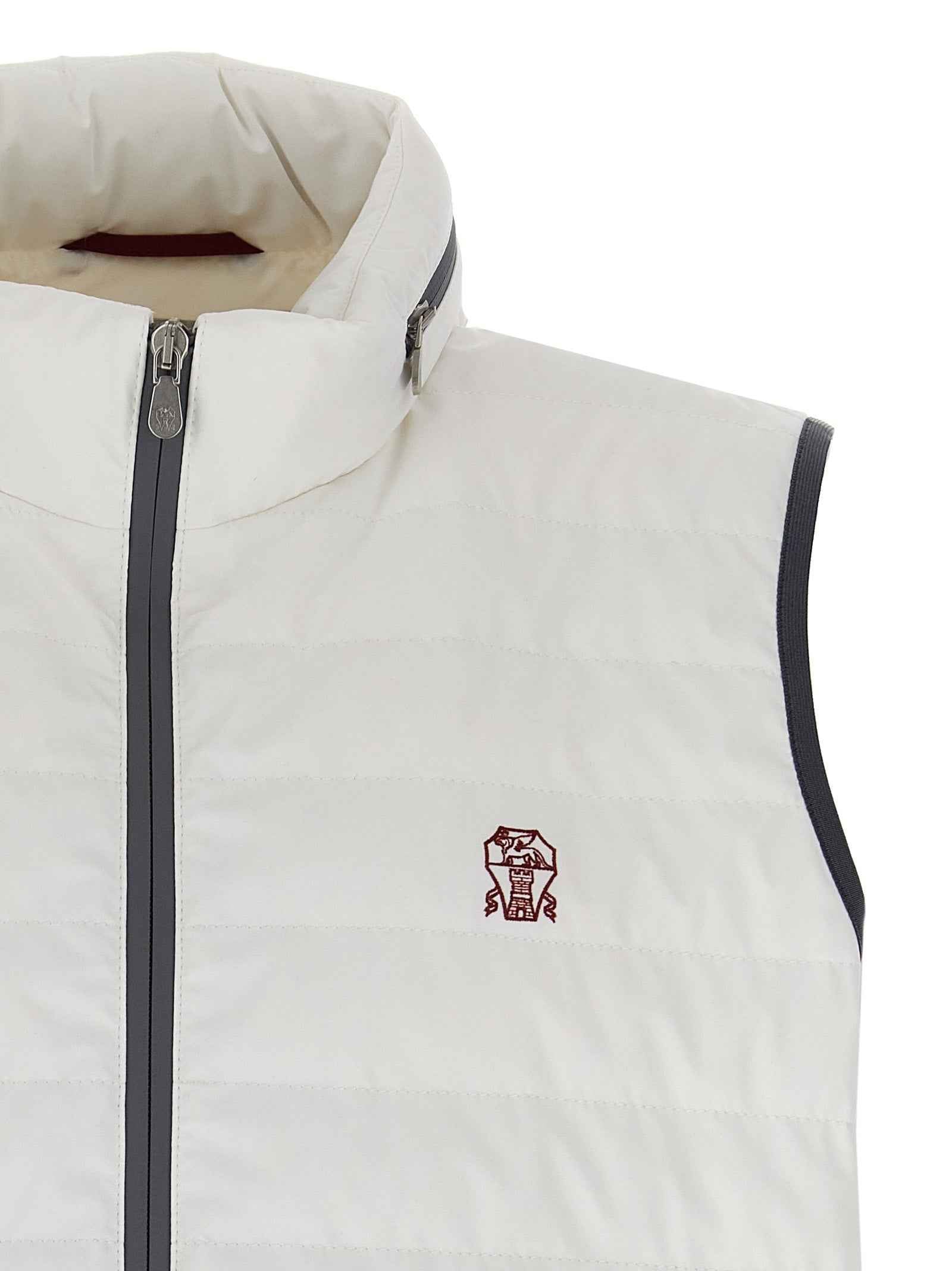 Brunello Cucinelli White Polyamide Sleeveless Jacket