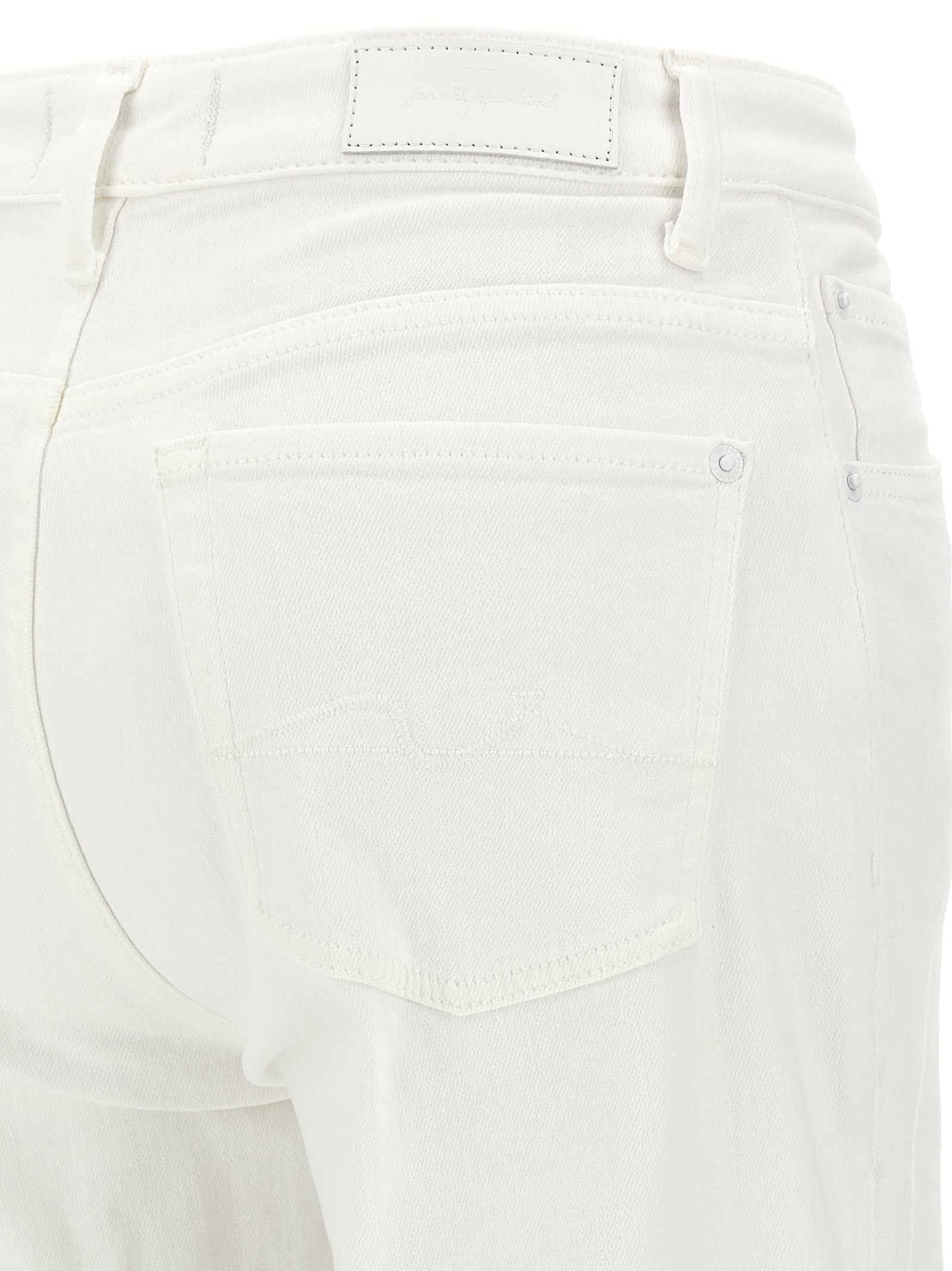 7 For All Mankind White Cotton High-Waisted Jean
