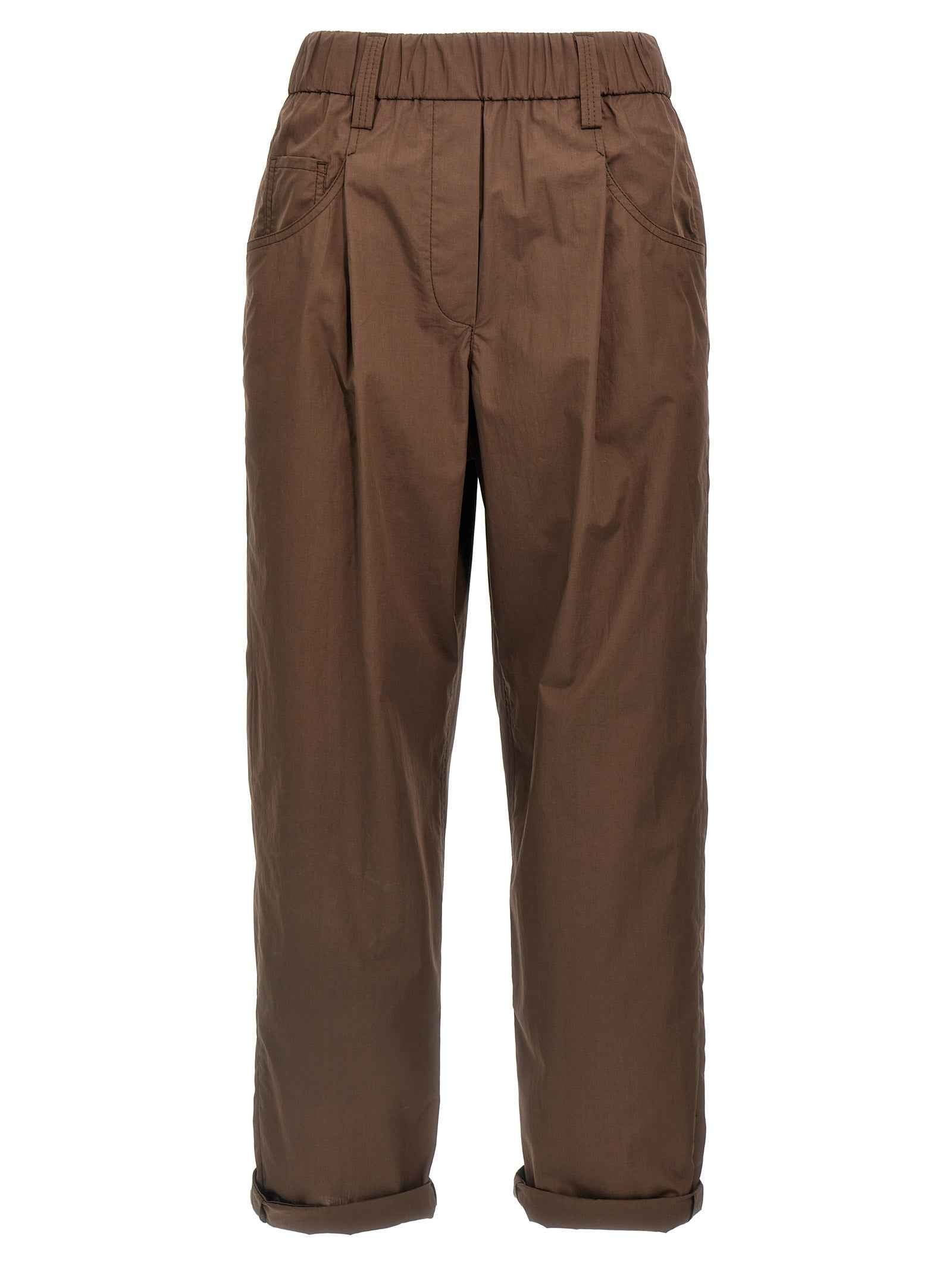 Brunello Cucinelli Brown Cotton Casual Pants