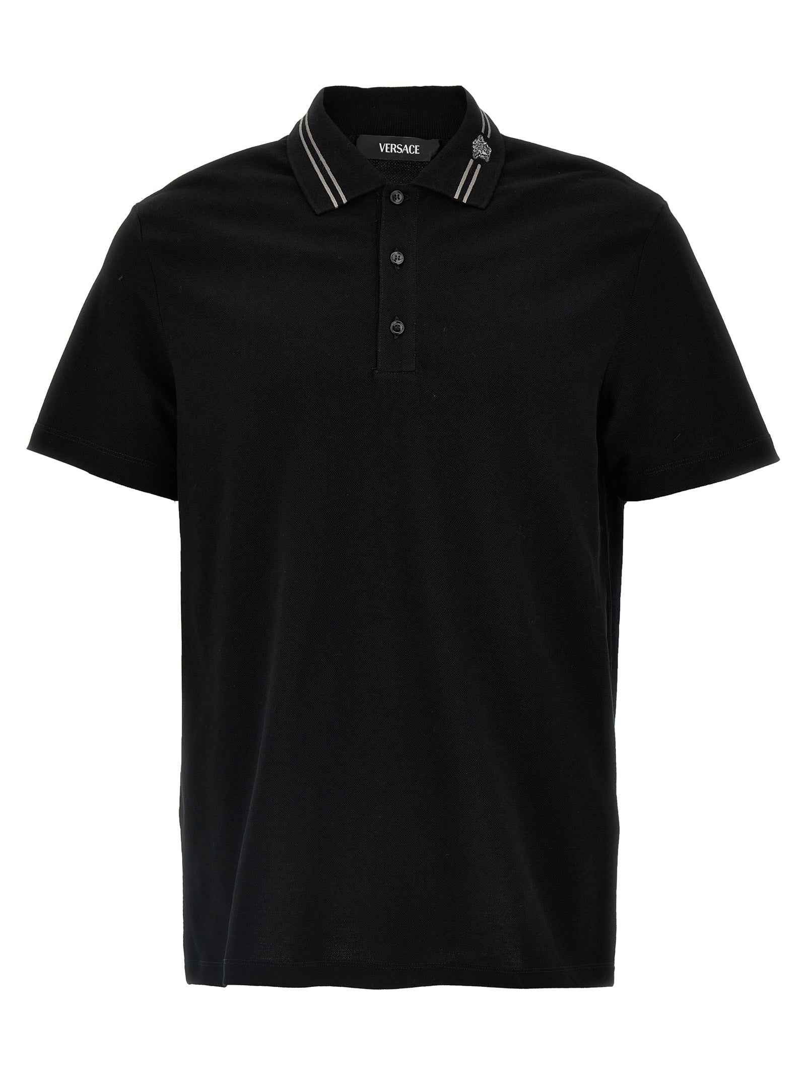Versace Black Cotton Polo Shirt