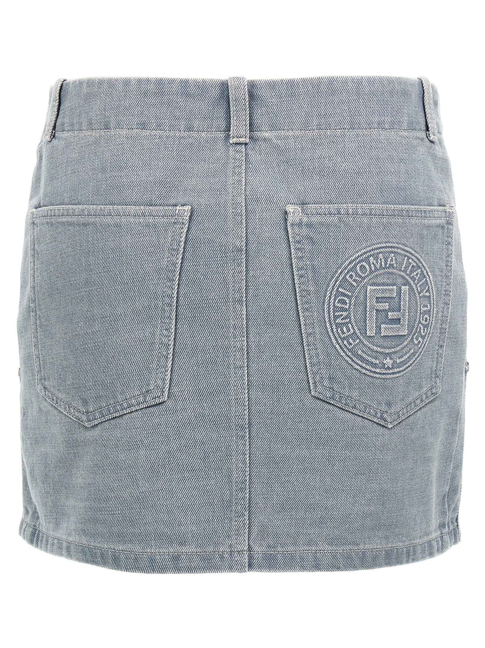 Fendi Gray Cotton Long Skirt