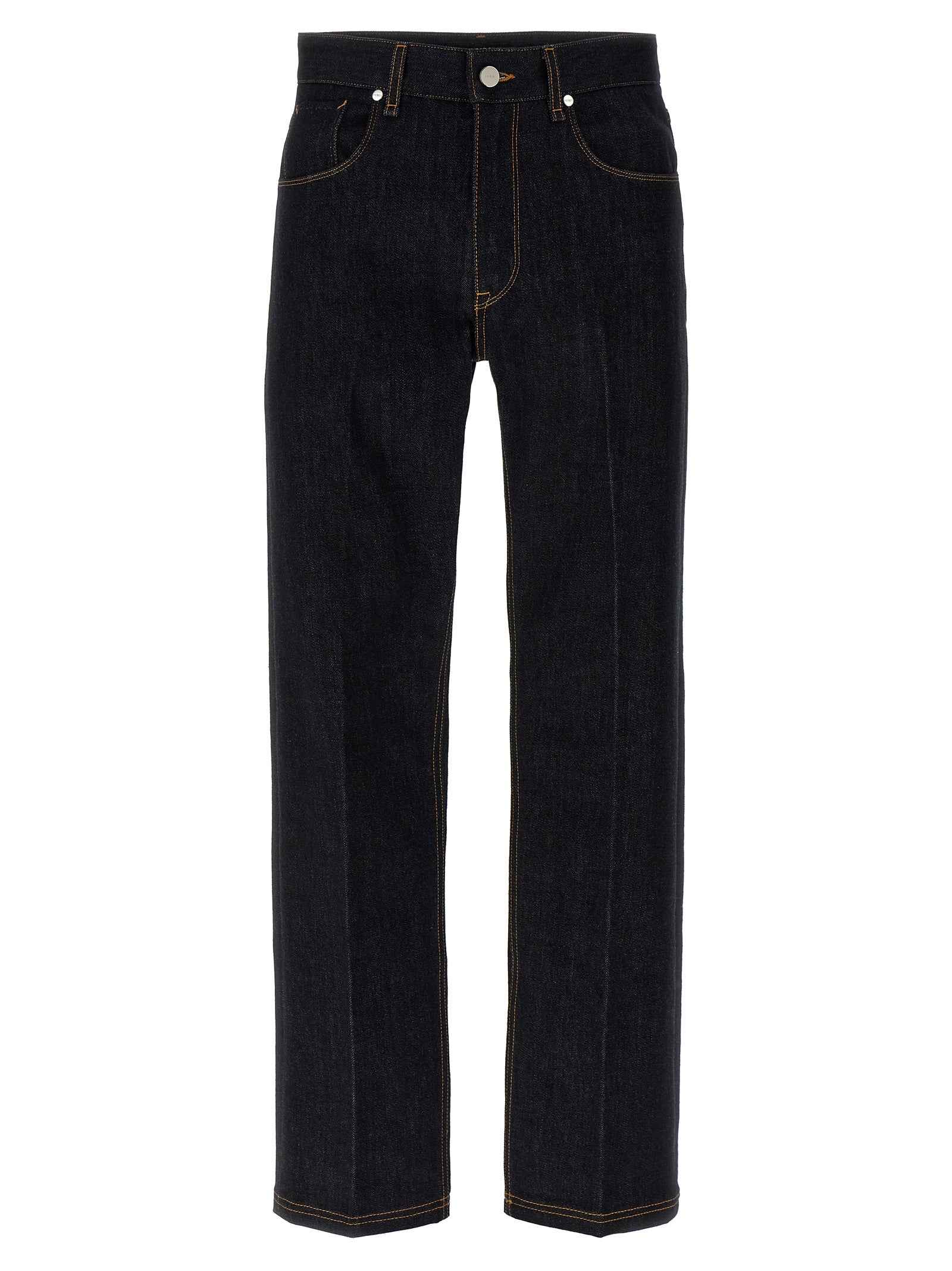 Fendi Blue Cotton Straight-Leg Jeans