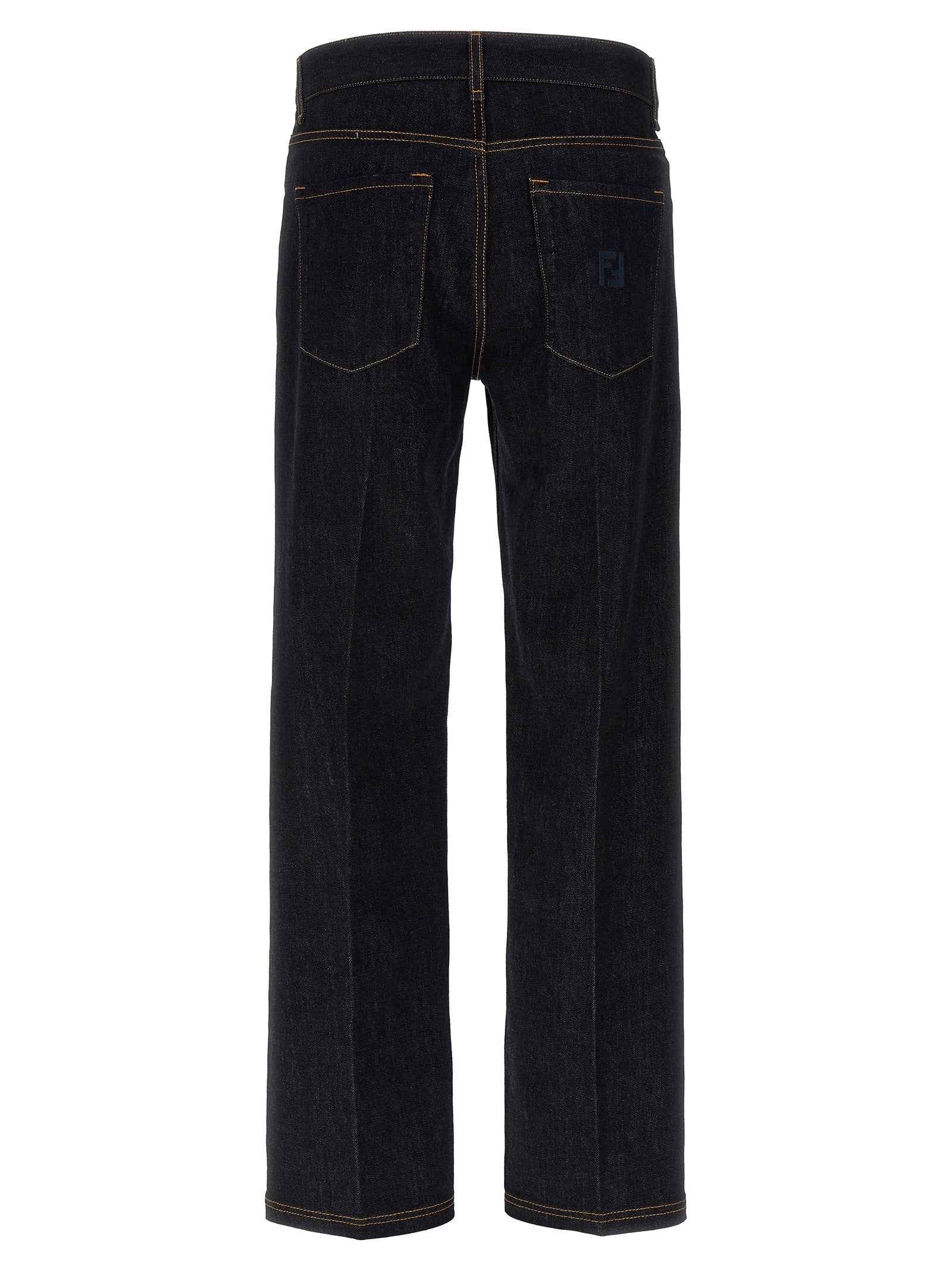Fendi Blue Cotton Straight-Leg Jeans