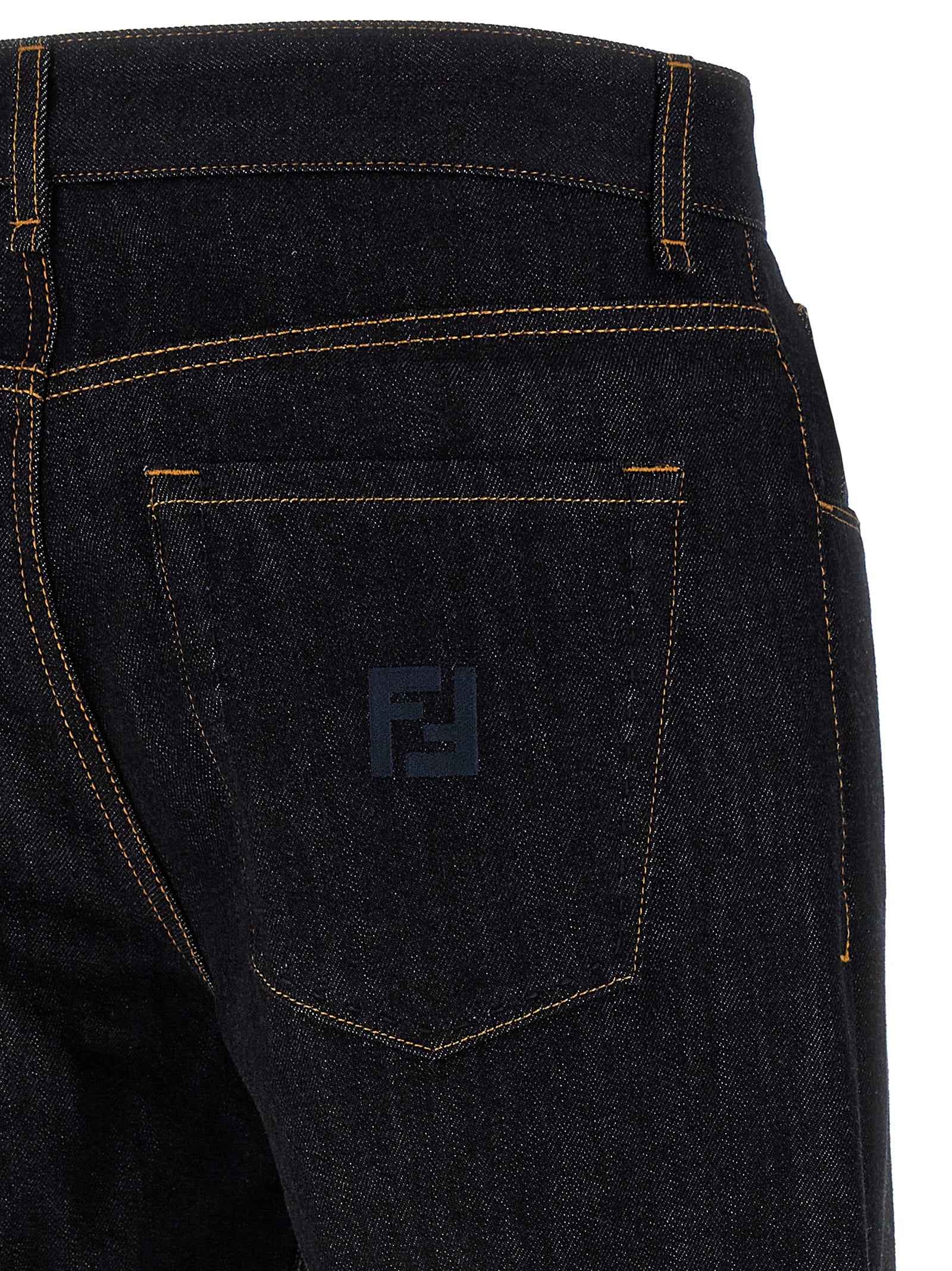 Fendi Blue Cotton Straight-Leg Jeans