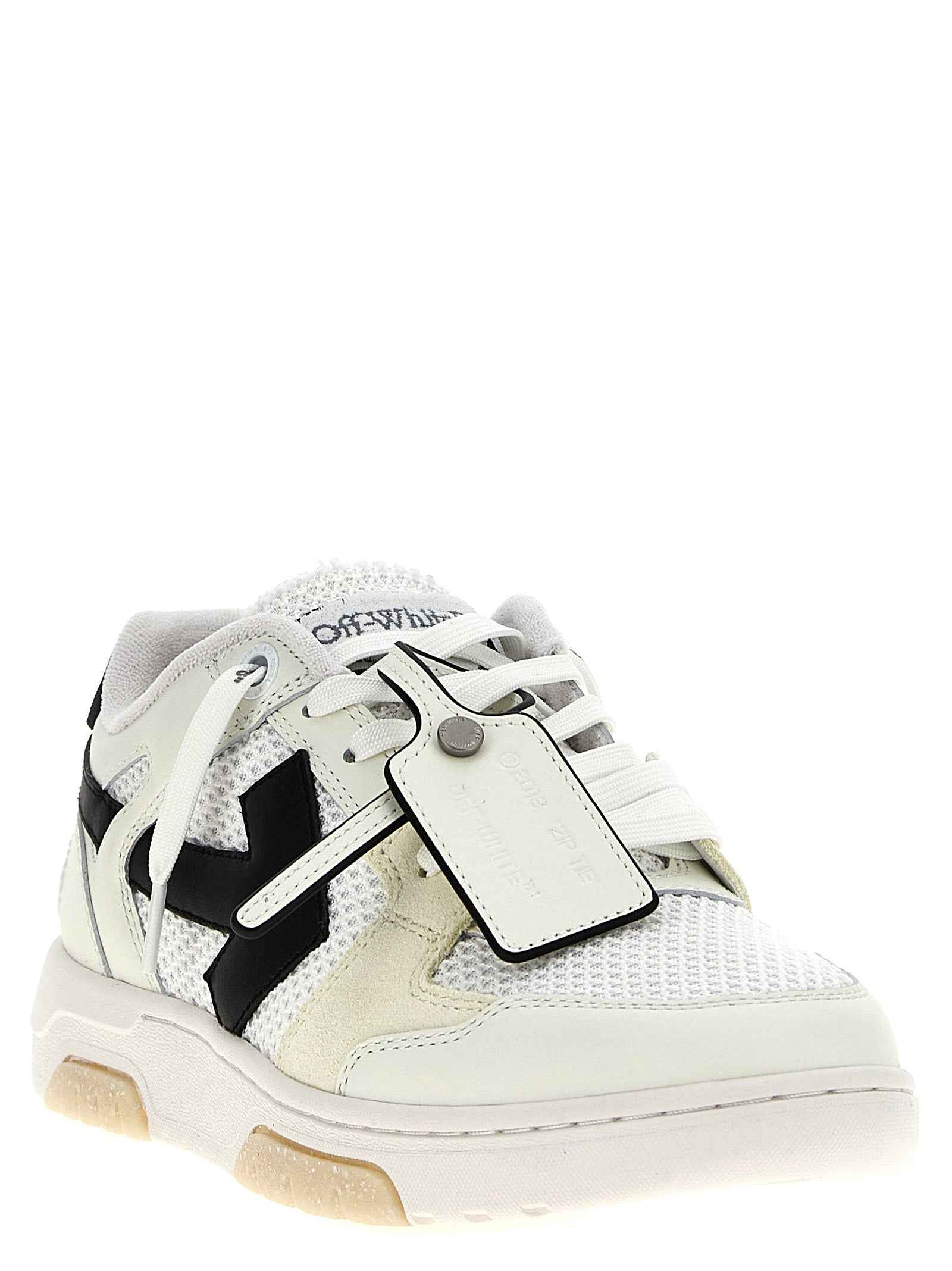 Off-White Bicolor Bovine Leather Athletic Sneakers