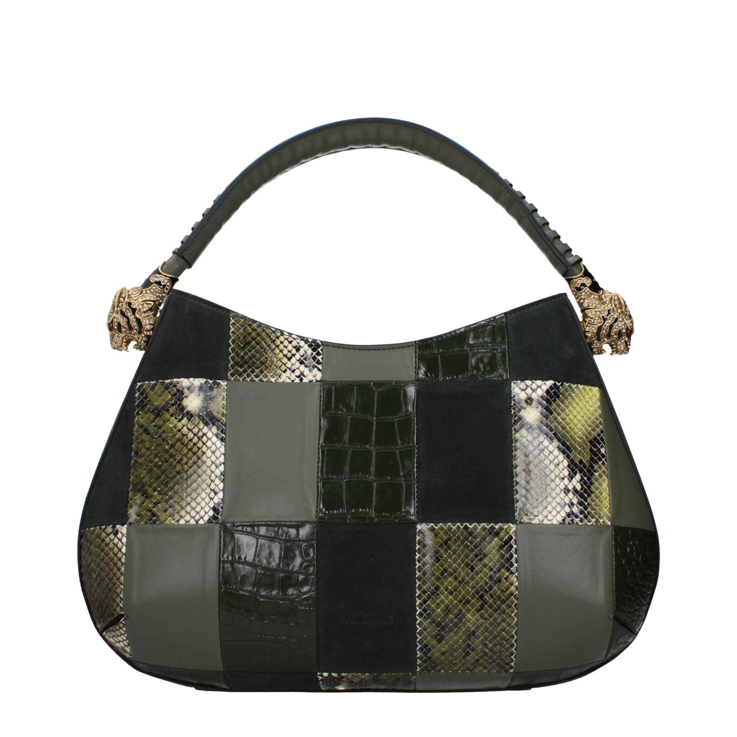 Roberto Cavalli Green Leather Handbag