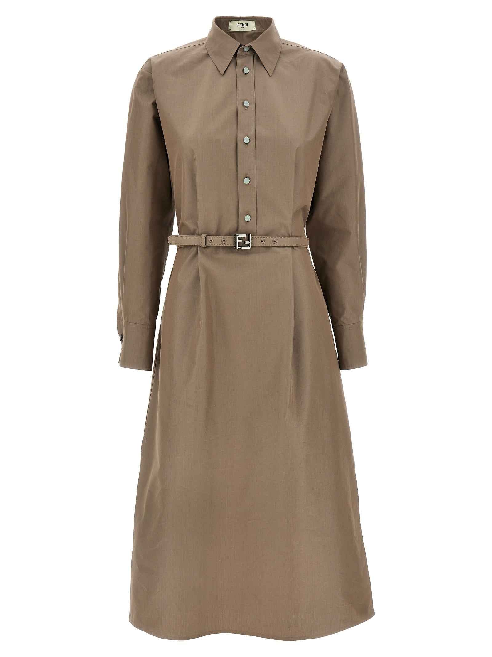 Fendi Gray Cotton Midi Dress