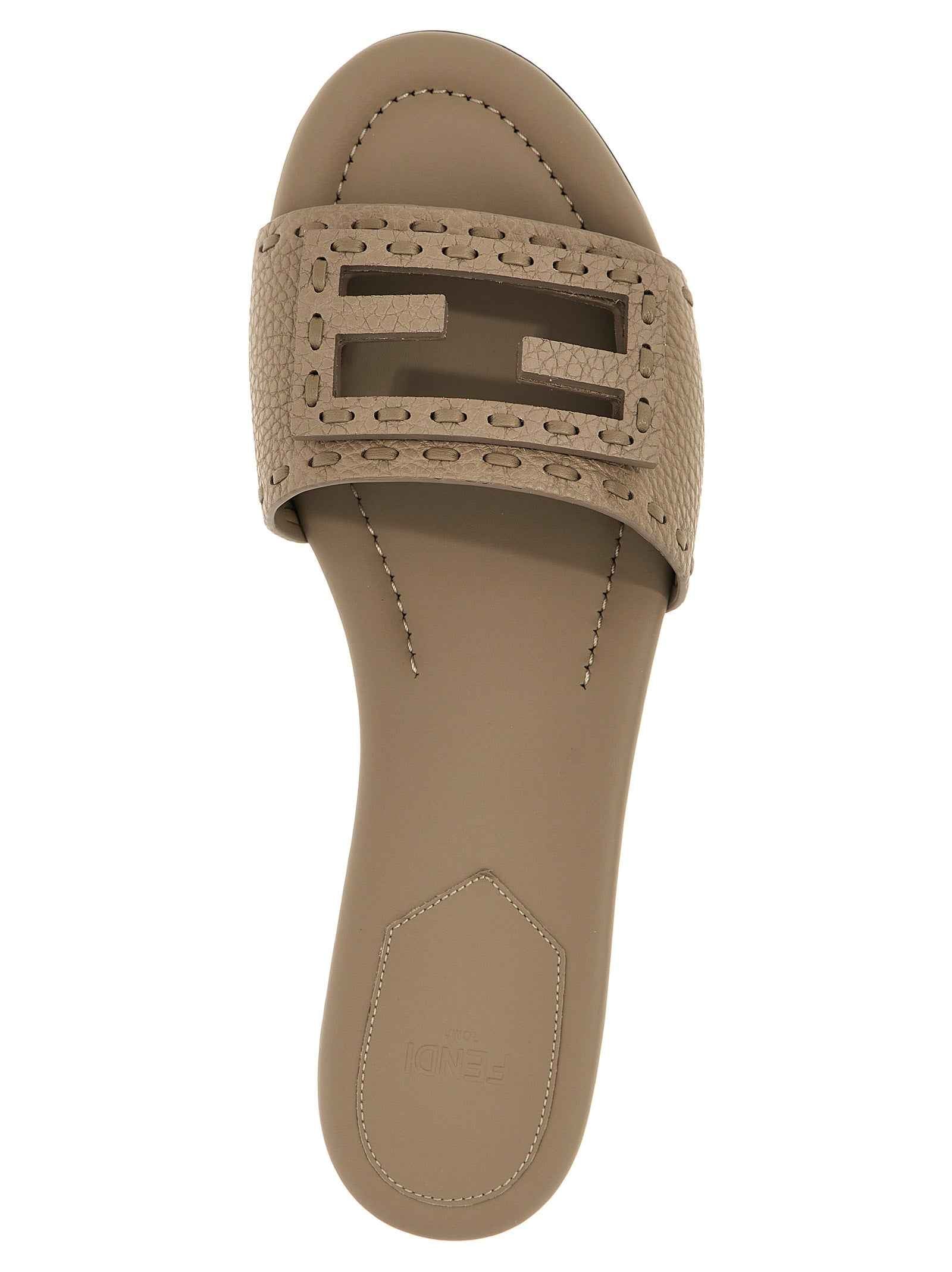 Fendi Gray Calfskin Slides